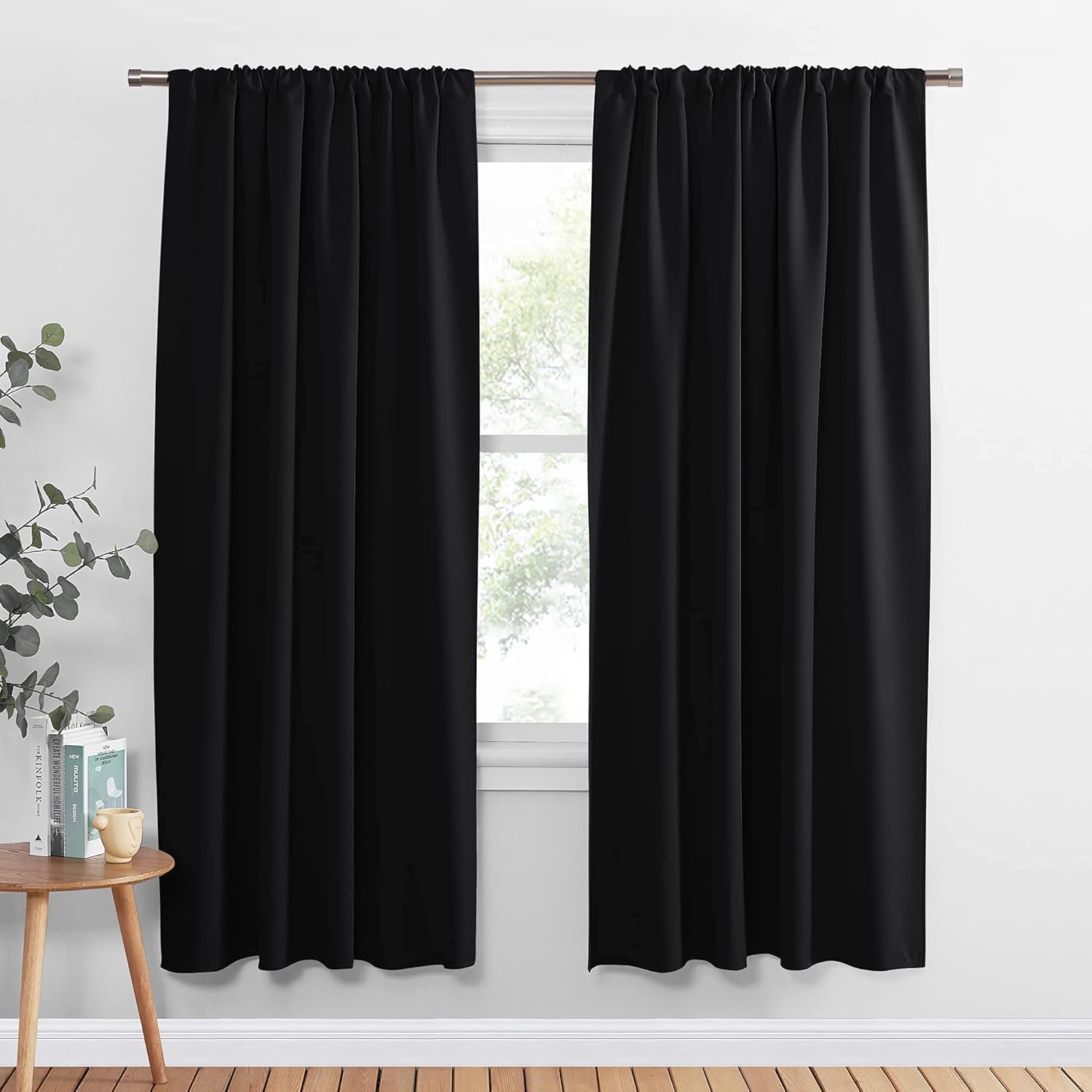 PONY DANCE Blackout Curtains 72 inch Long - Solid Rod Pocket Thermal Insulated P...