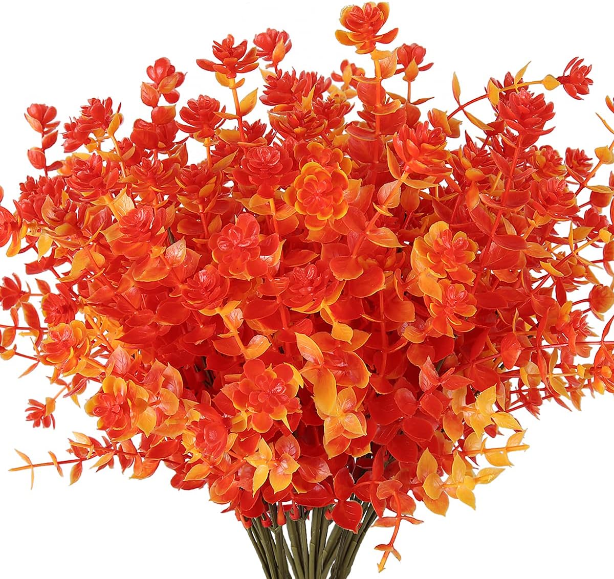 RECUTMS 8 Bundles Artificial Fall Flowers No Fade Faux Autumn Plants, Fake Indoo...