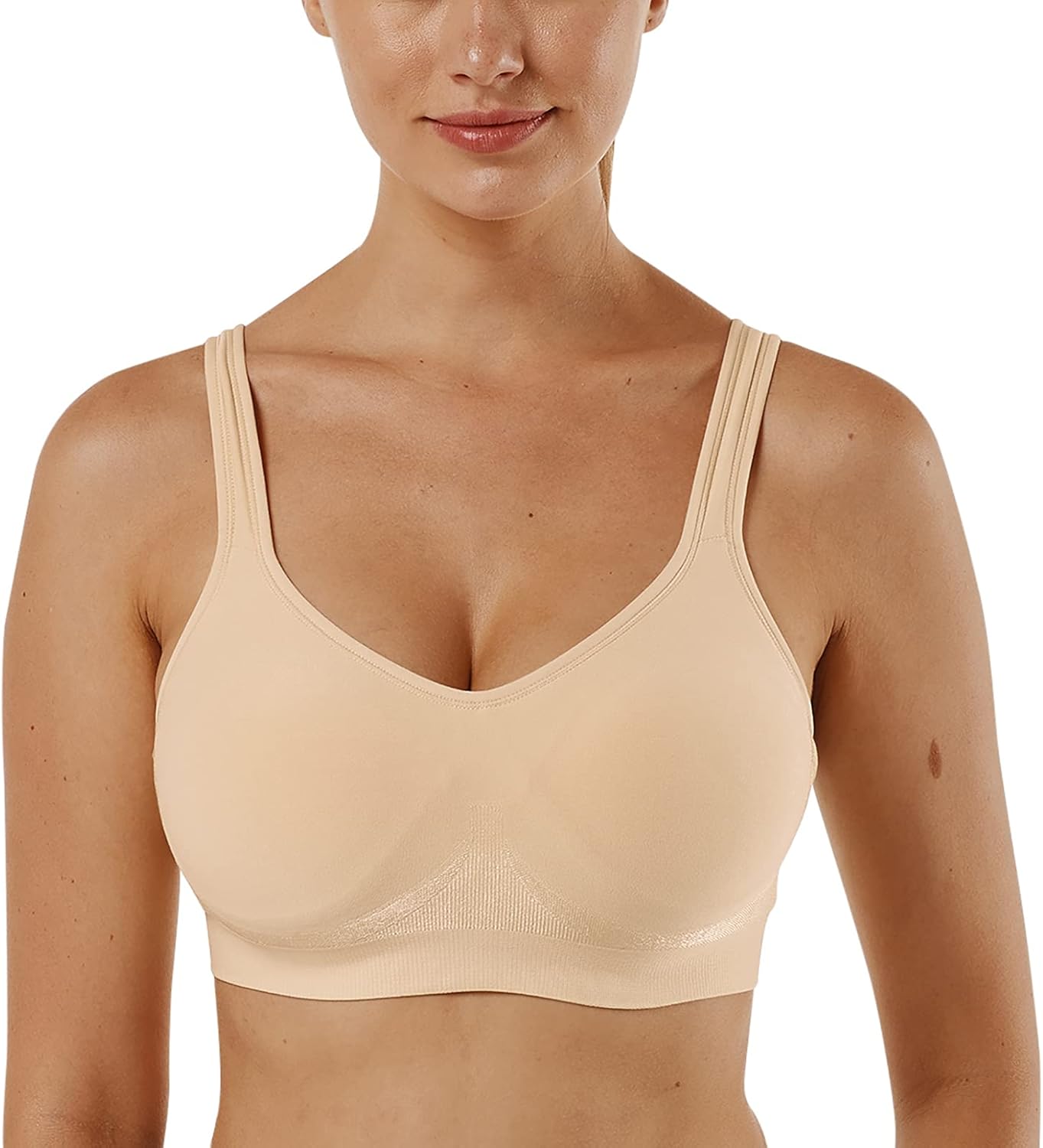 Vertvie Women's Wirefree Bras, Special Seamless Full Coverage Plus Size Sports B...