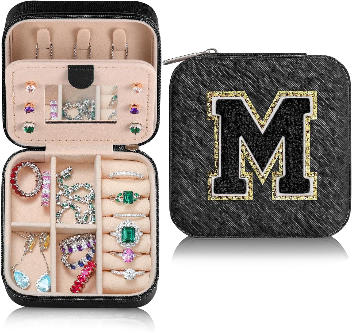 Parima Jewelry Box, Small Travel Organizer for Necklaces, Earrings, Rings, Brace...