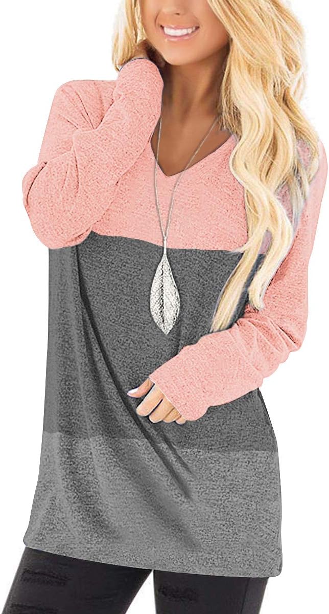 Jescakoo Tunic Tops to Wear with Leggings Long Sleeve V Neck T Shirts Casual Loo...
