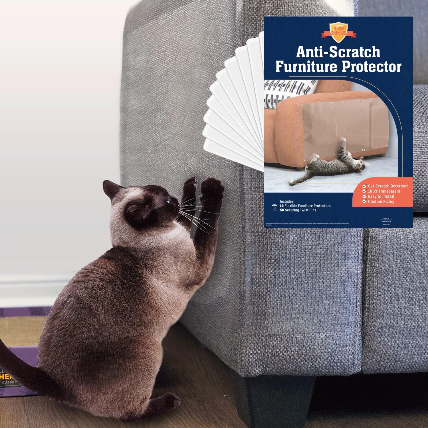 Stelucca Amazing Shields Cat Scratch Furniture Protector - Pack of 10, Adhesive...