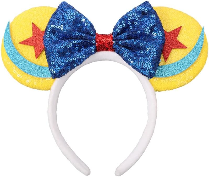 Mouse Ears Headband, Mouse Ears Glitter Headband for Adult Women Girls Parks Ear...