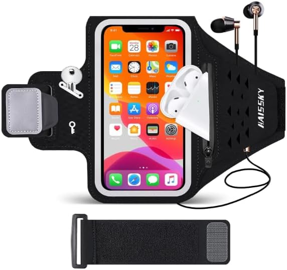 Razobws Running Phone Holder with Earphone Bag, Cell Phone Armband Case for iPho...