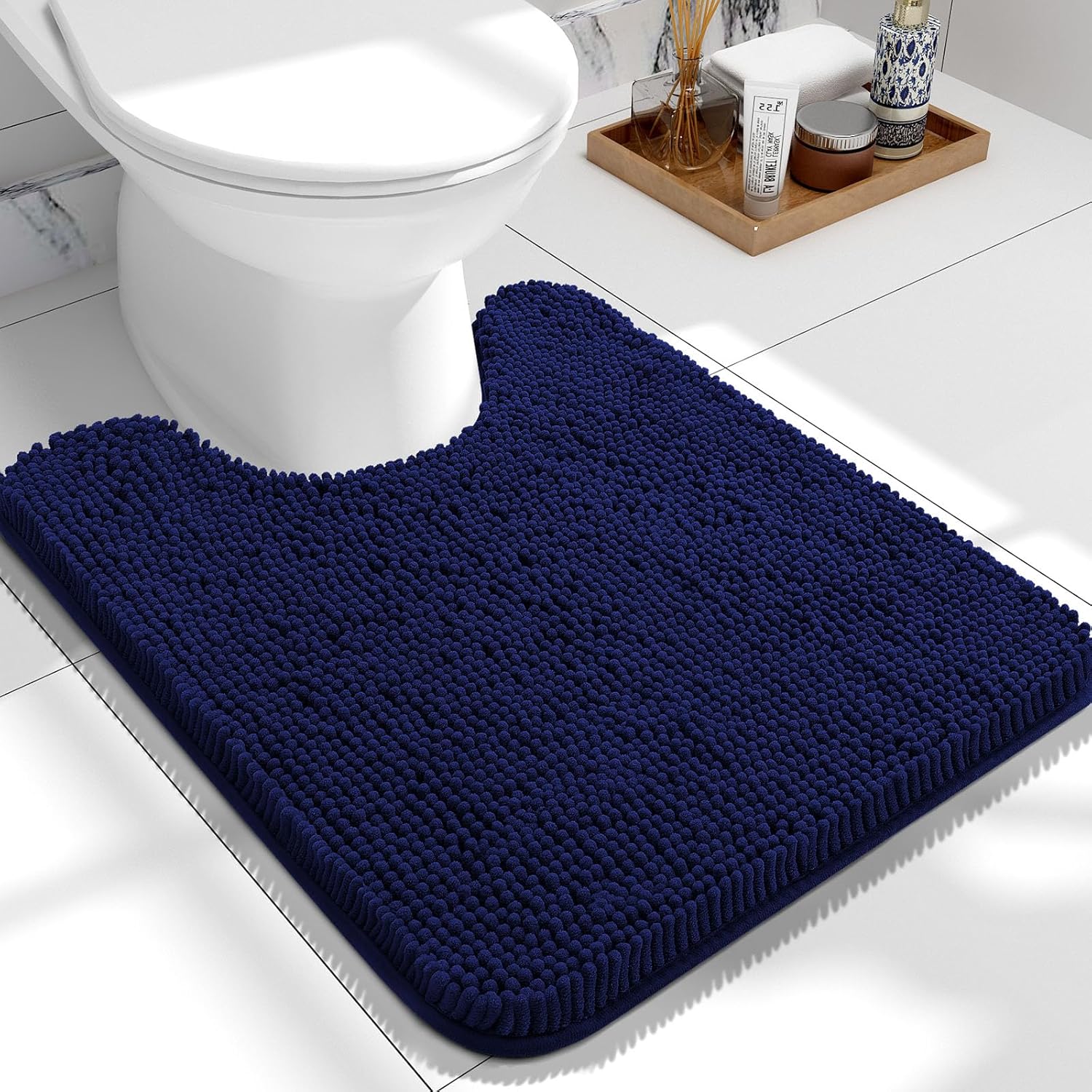 OLANLY Toilet Rugs, Special Bathroom Rugs Extra Soft Absorbent Chenille Contour...