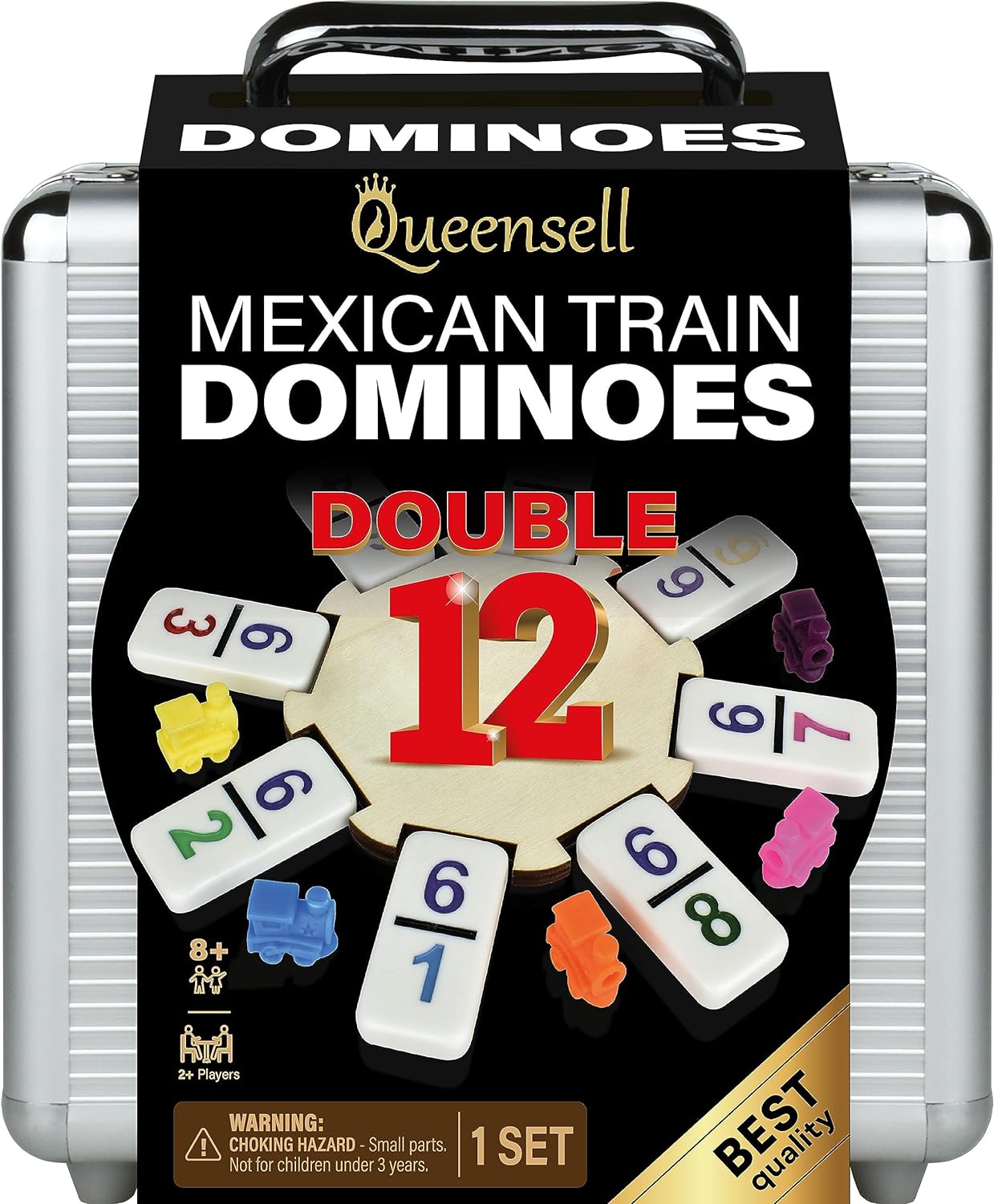 Queensell Mexican Train Dominoes Set with Numbers, Unique Double 12 Dominoes Set...