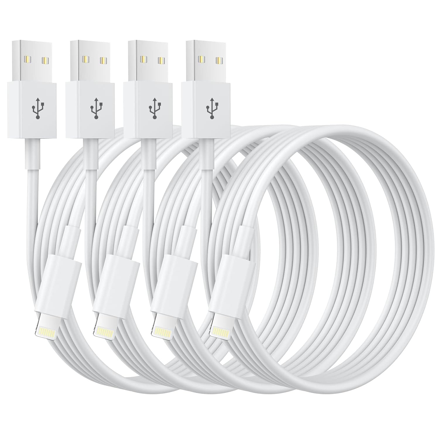 iPhone Charger Cable, 6FT/1.8M 4Pack MFi Certified USB to Lightning Cable Fast C...