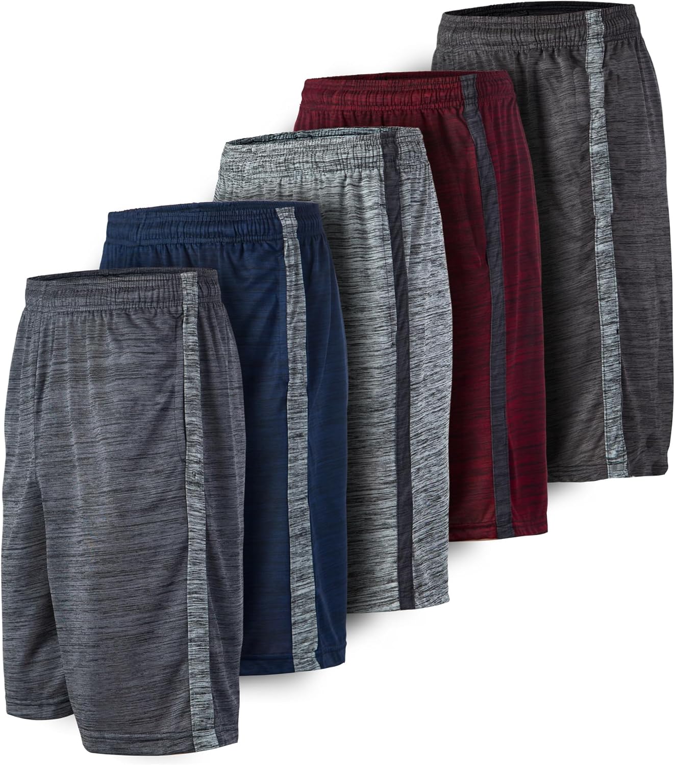 5 Pack: Men's Dry-Fit Sweat Resistant Active Athletic Performance Shorts Medium...