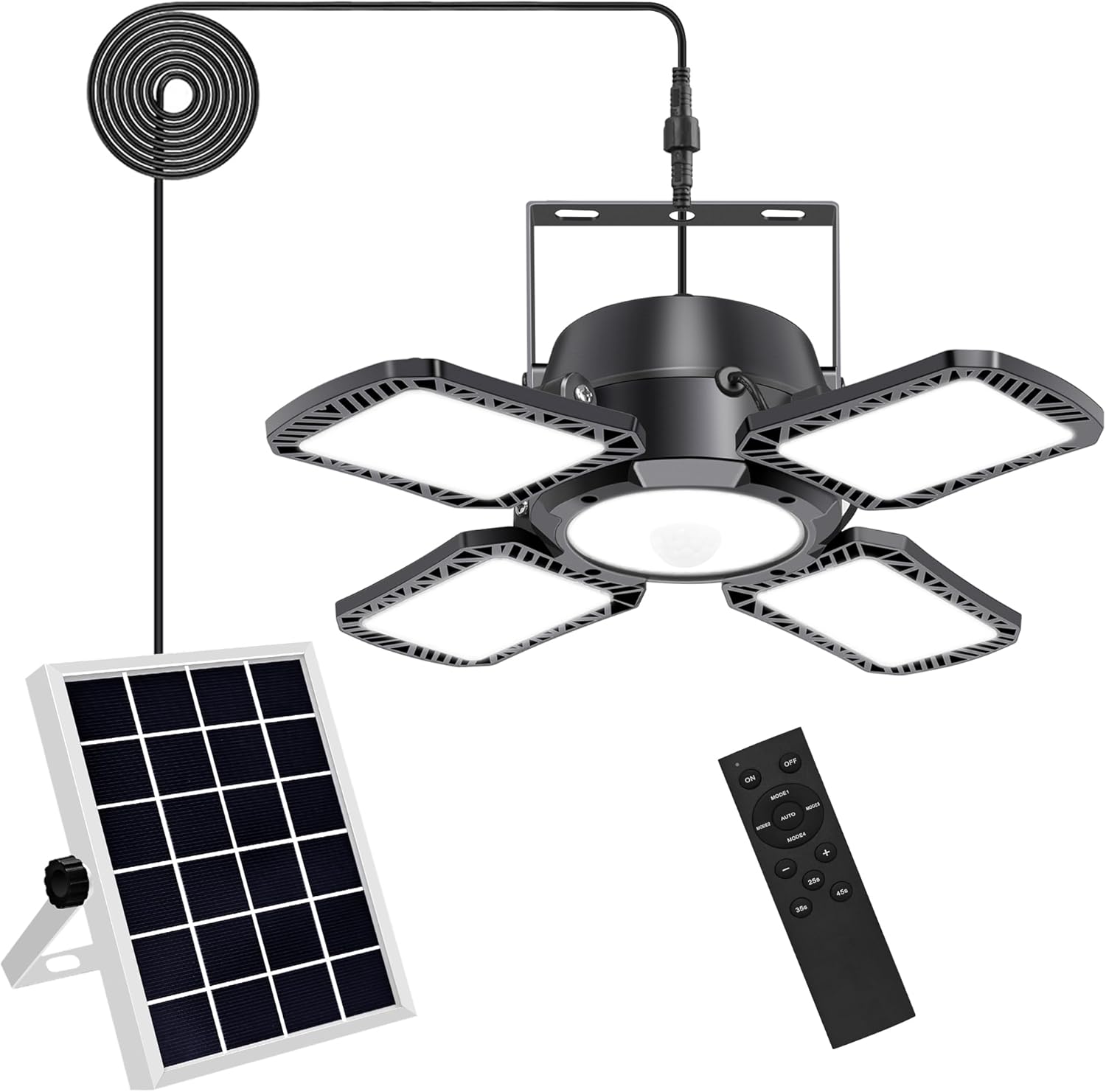 Auzev Solar Shed Light Indoor Outdoor Upgrade 176 LED 4 and 1 Heads Solar Powere...