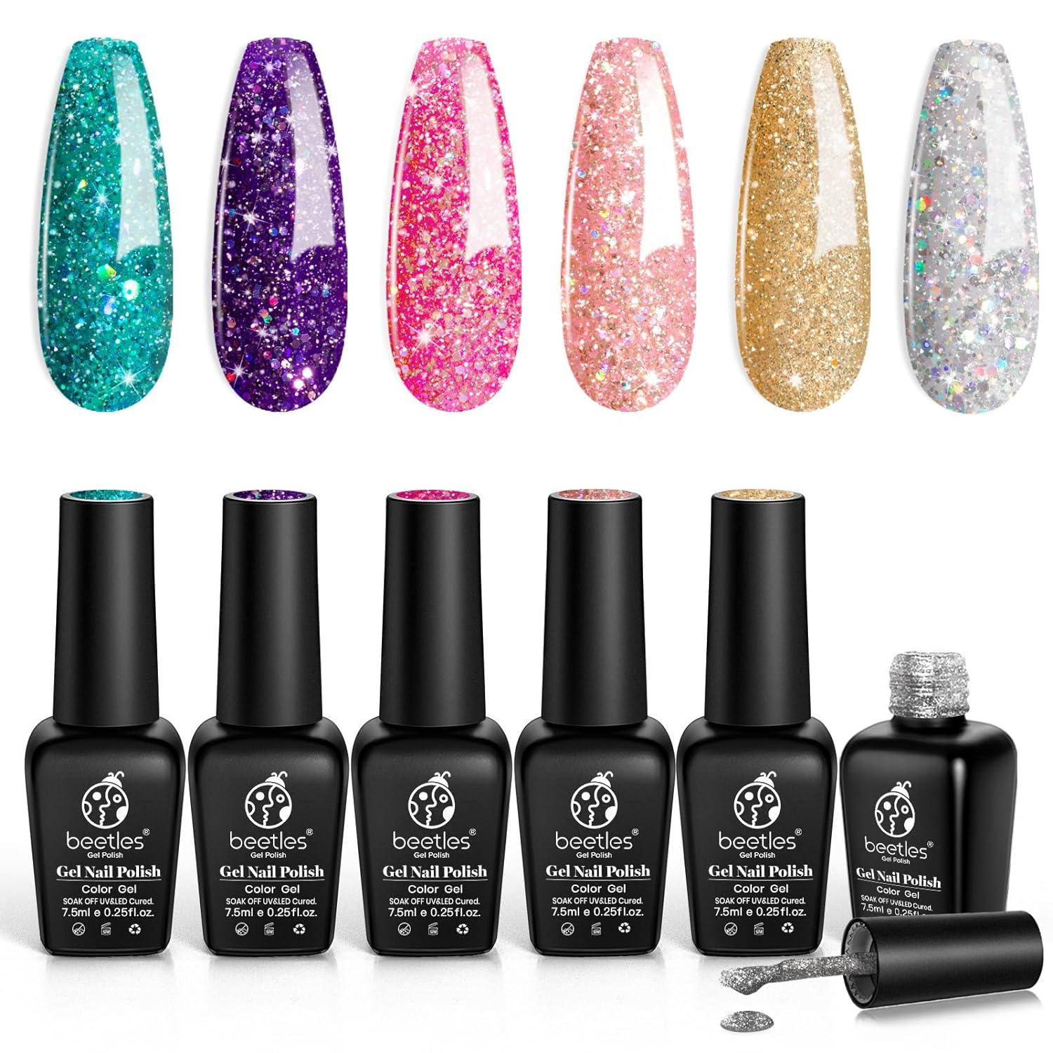 Beetles Boujee Glitter Gel Polish Set, Special Gel Polish Kit with Soak off UV L...