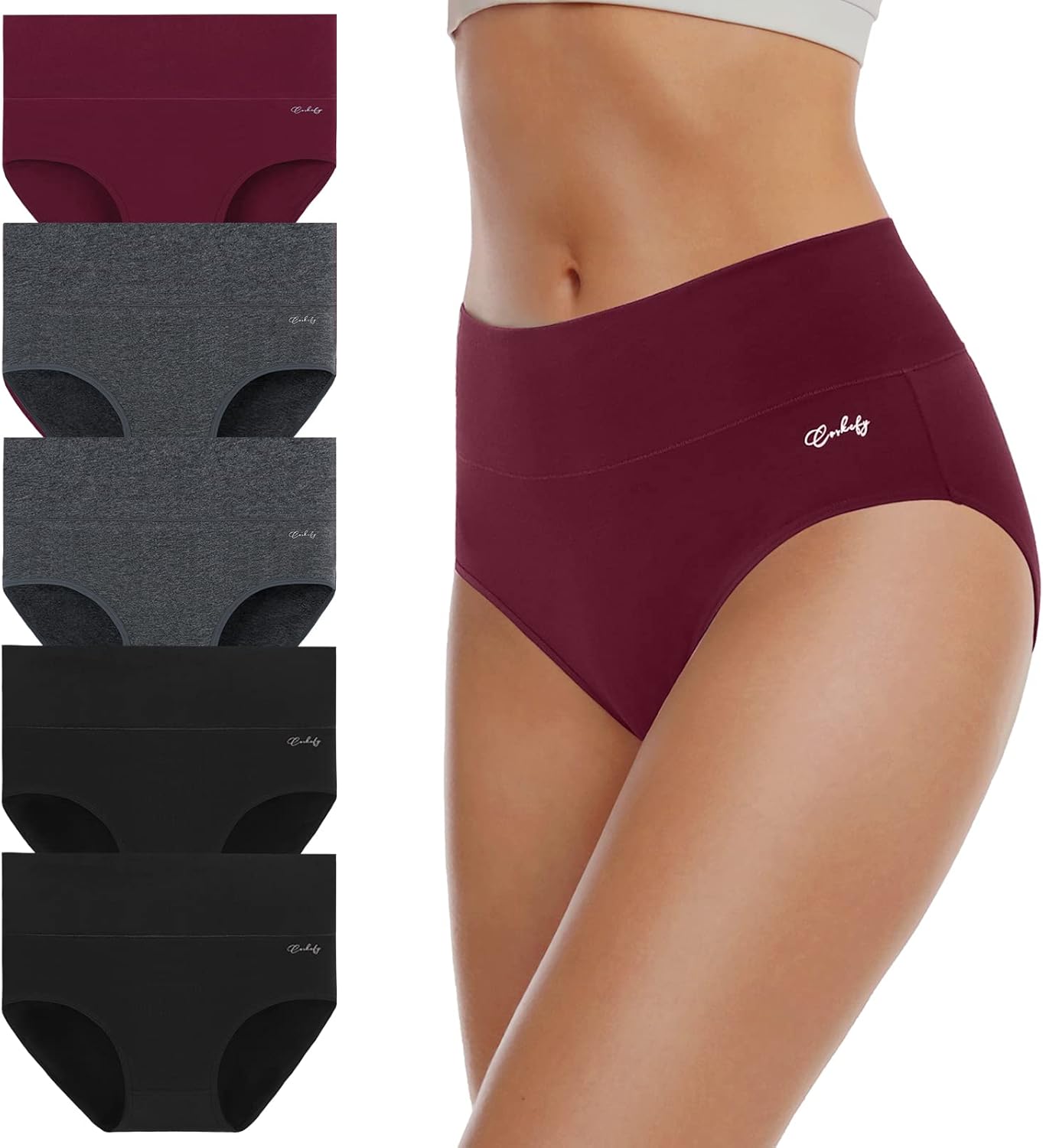 coskefy Women's High Waisted Cotton Underwear Soft Breathable Panties Stretch Br...