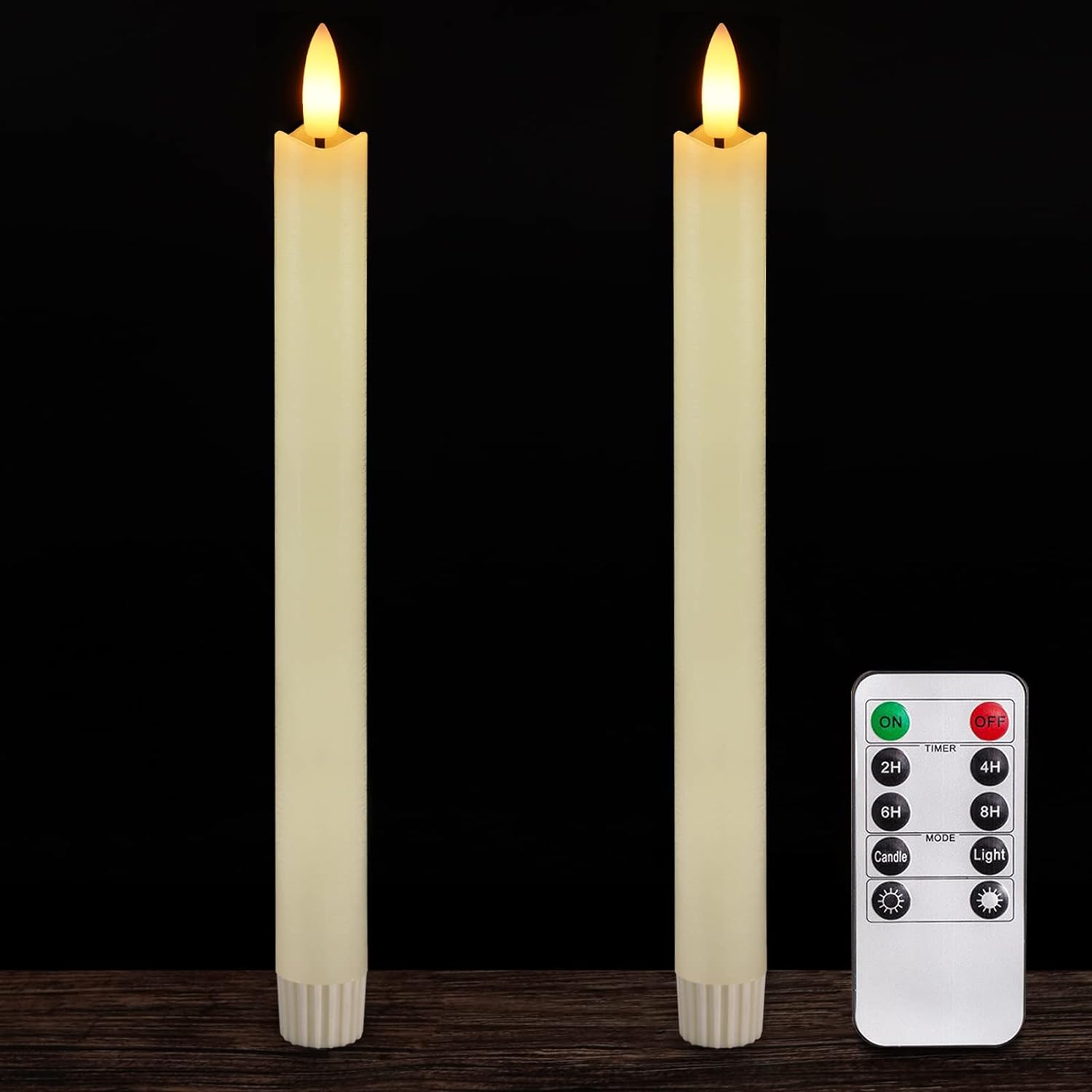 Homemory Real Wax Made Flameless Taper Candles, Special Candle Stick with Remote...