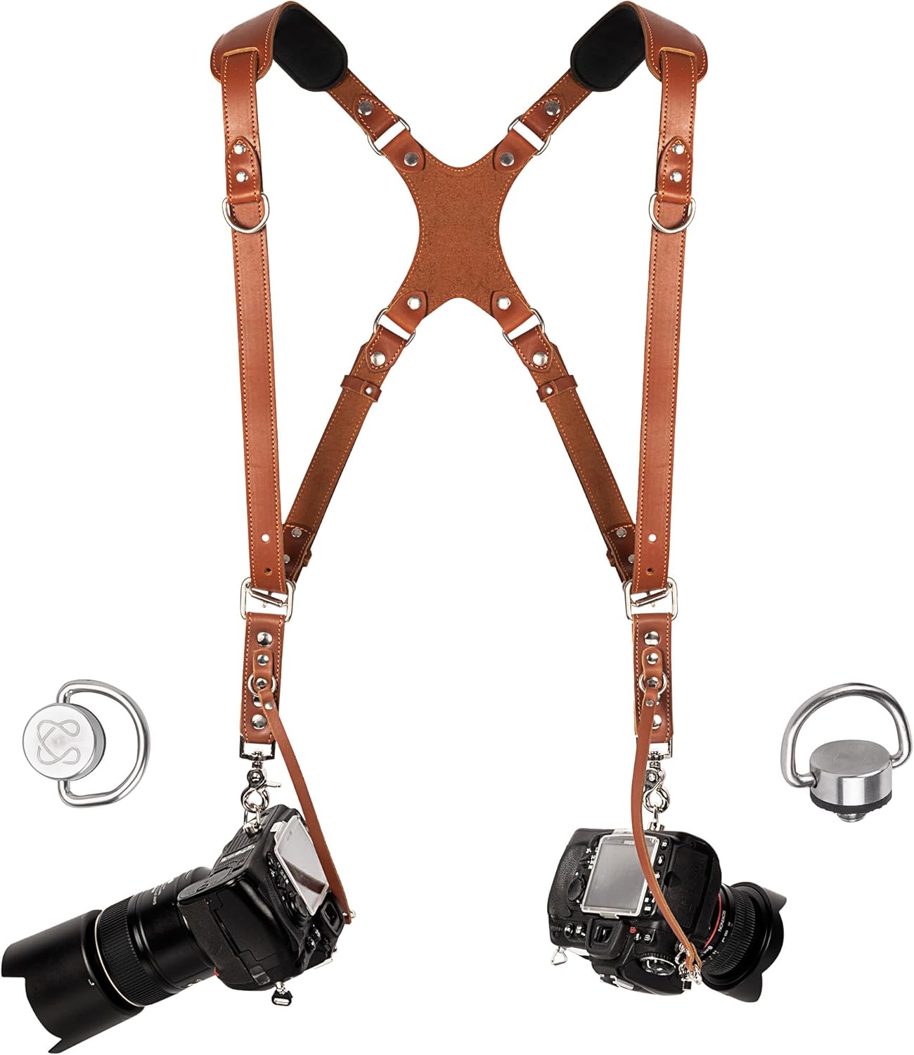 Camera Harness for 2 Cameras – Dual Shoulder Leather Camera Strap – Double Camer...