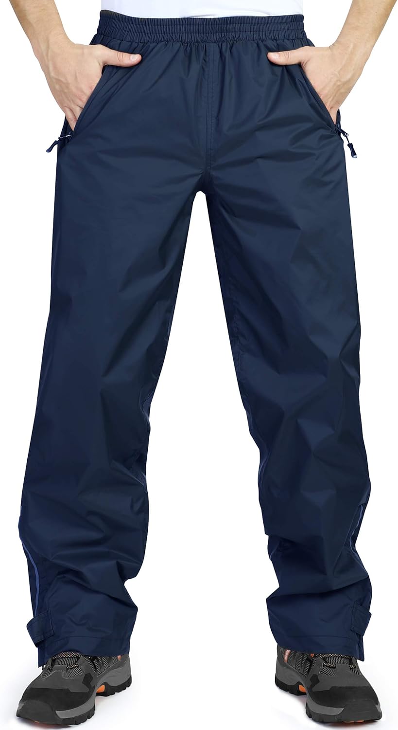 33,000ft Men's Waterproof Trousers Lightweight Breathable Rain Overtrousers with...