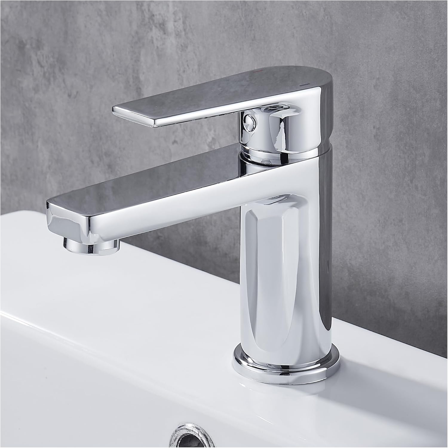 Gricol Bathroom Basin Tap Solid Brass Square Handle Hot Cold Mixer Tap Single Le...