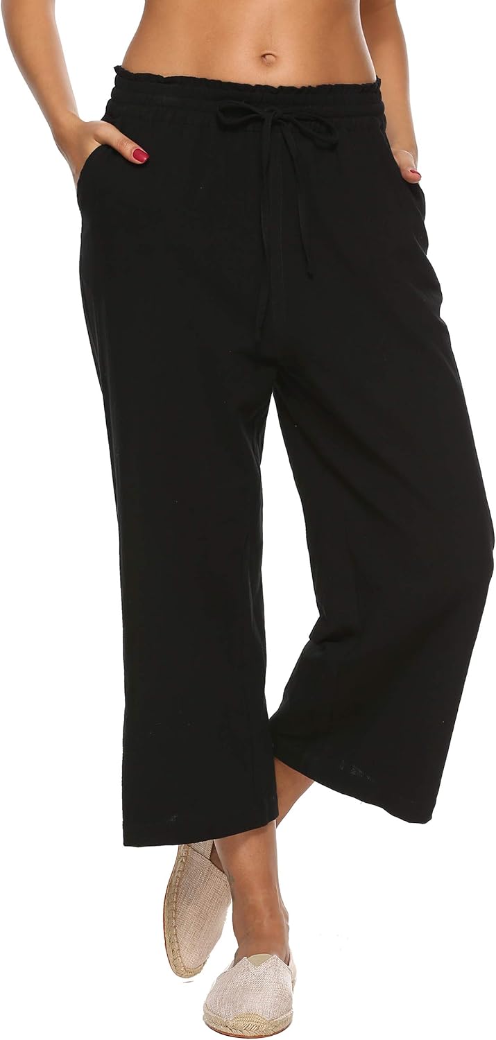 LNX Womens Linen Pants, Special High Waisted Wide Leg Trousers, Innovative Draws...