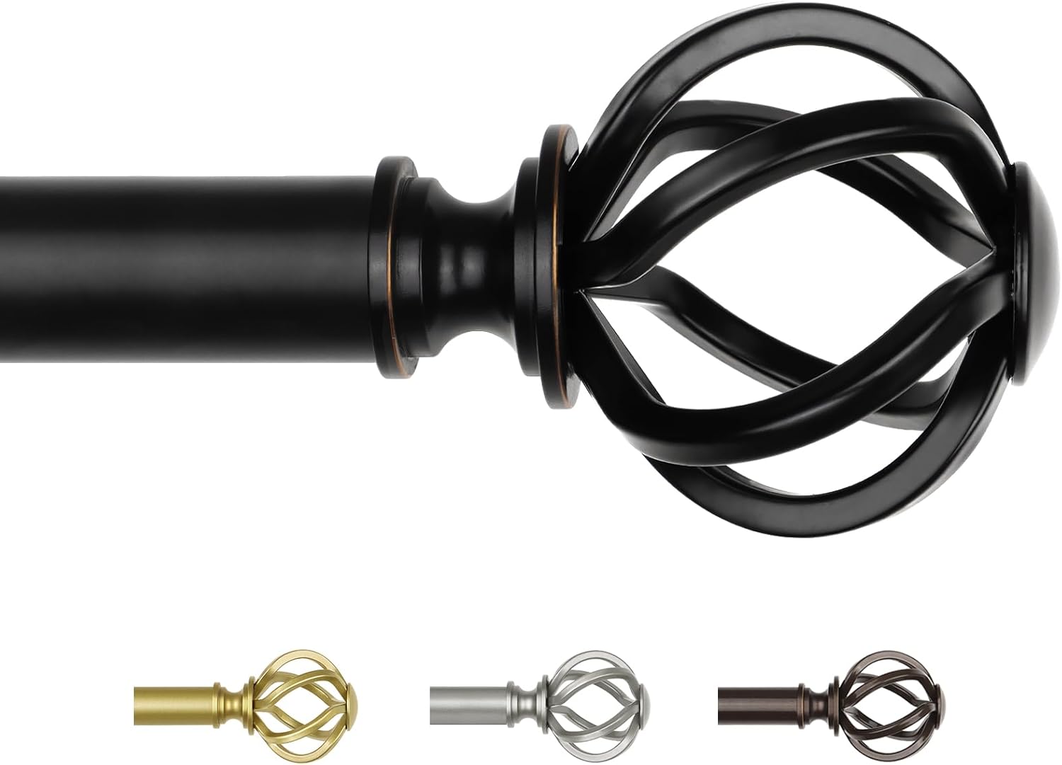 Black Curtain Rods 32 to 58 Inches (2.6 to 4.8 ft), USFOOK Heavy Duty Curtain Ro...