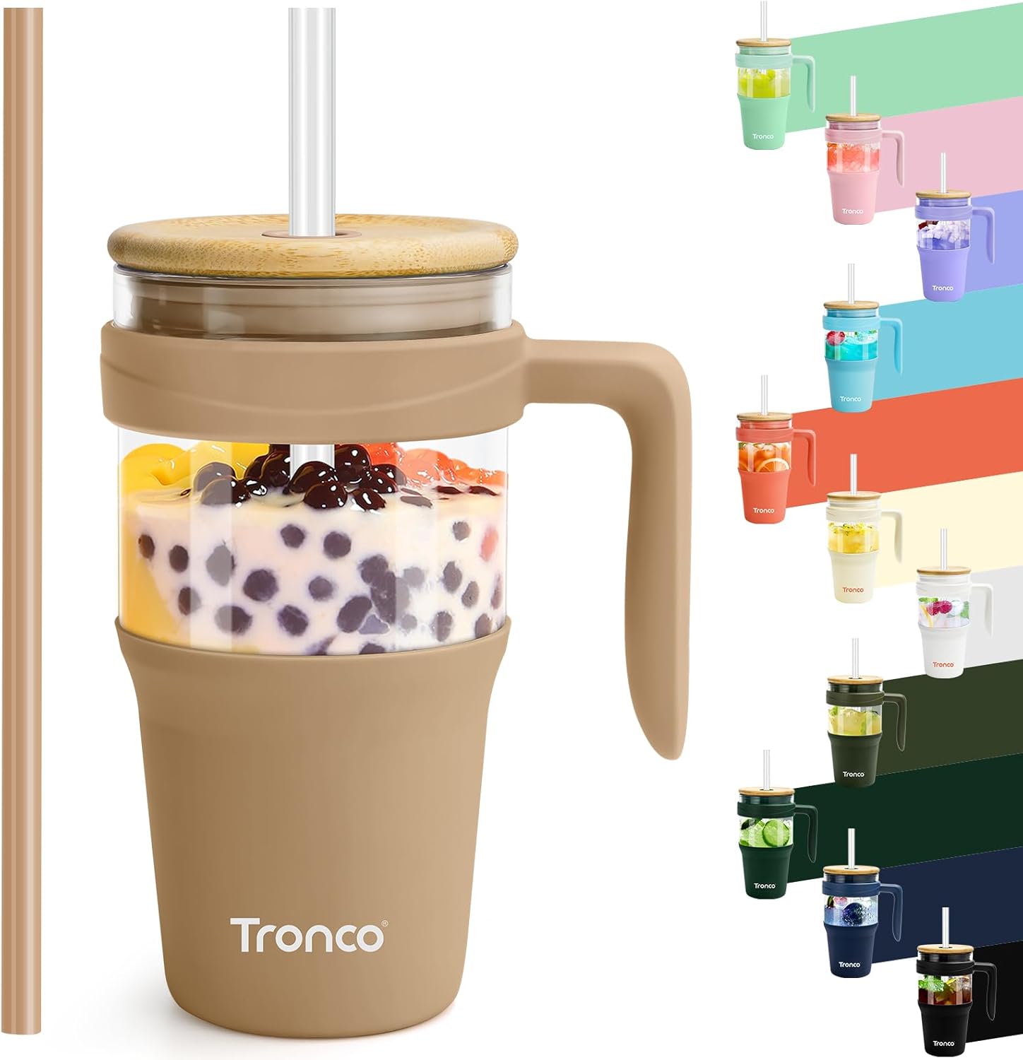 Tronco 32 oz Glass Tumbler, Special Glass Tumbler with Handle, Innovative Glass...