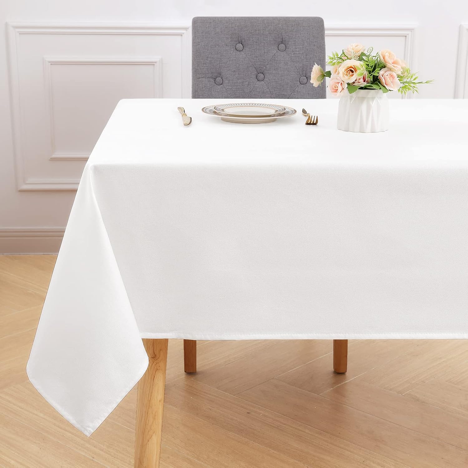 smiry Rectangular Table Cloth Wipe Clean 140x300 cm, Wipeable Waterproof Linen T...