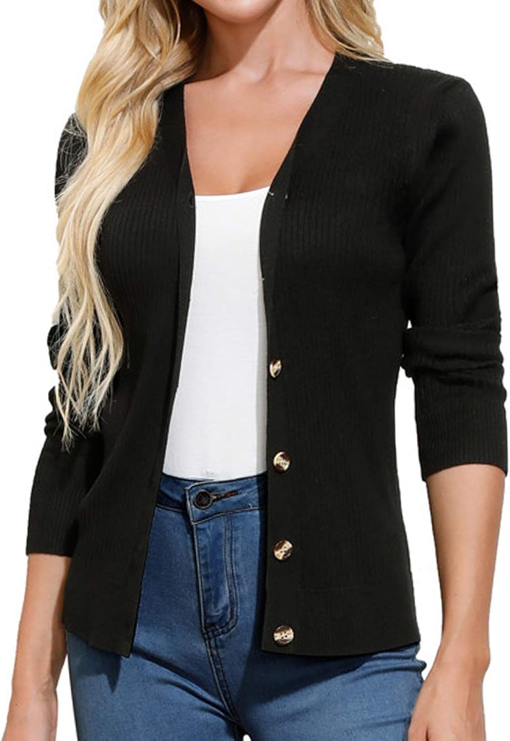 GRACE KARIN Women's Button Down Vee Neck Long Slee...