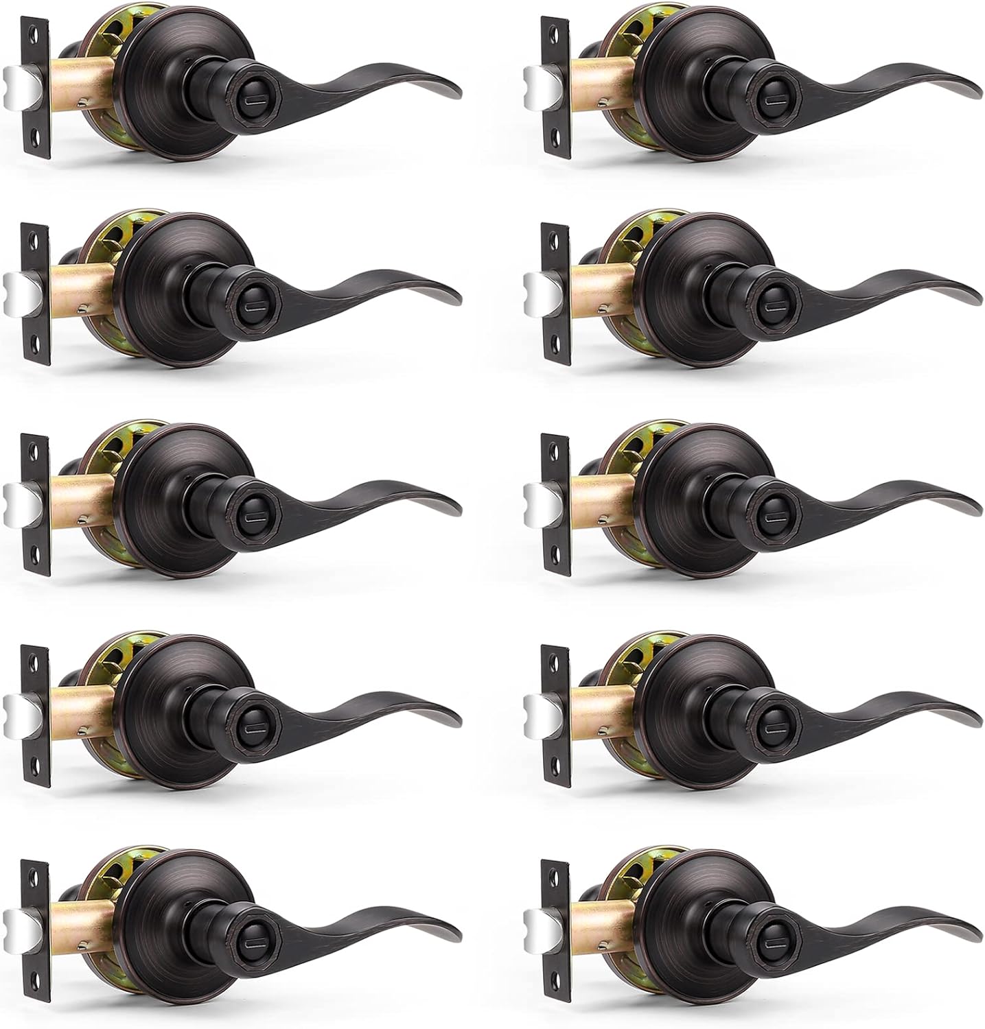 Probrico Oil Rubbed Bronze Privacy Door Levers, Unique Interior Keyless Handles...