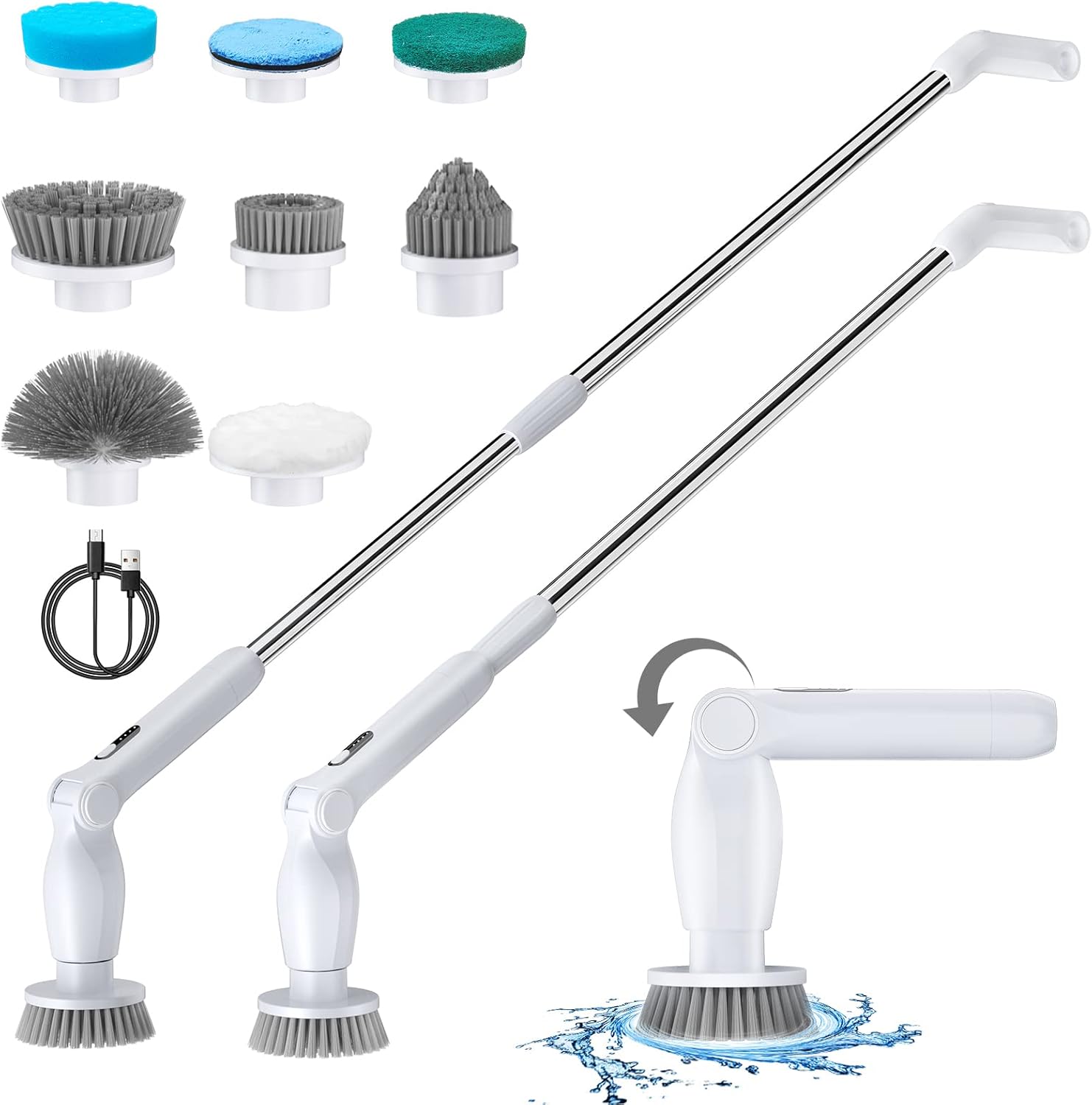 Leebein Electric Spin Scrubber, 2023 Cordless Cleaning Brush with Long Handle an...