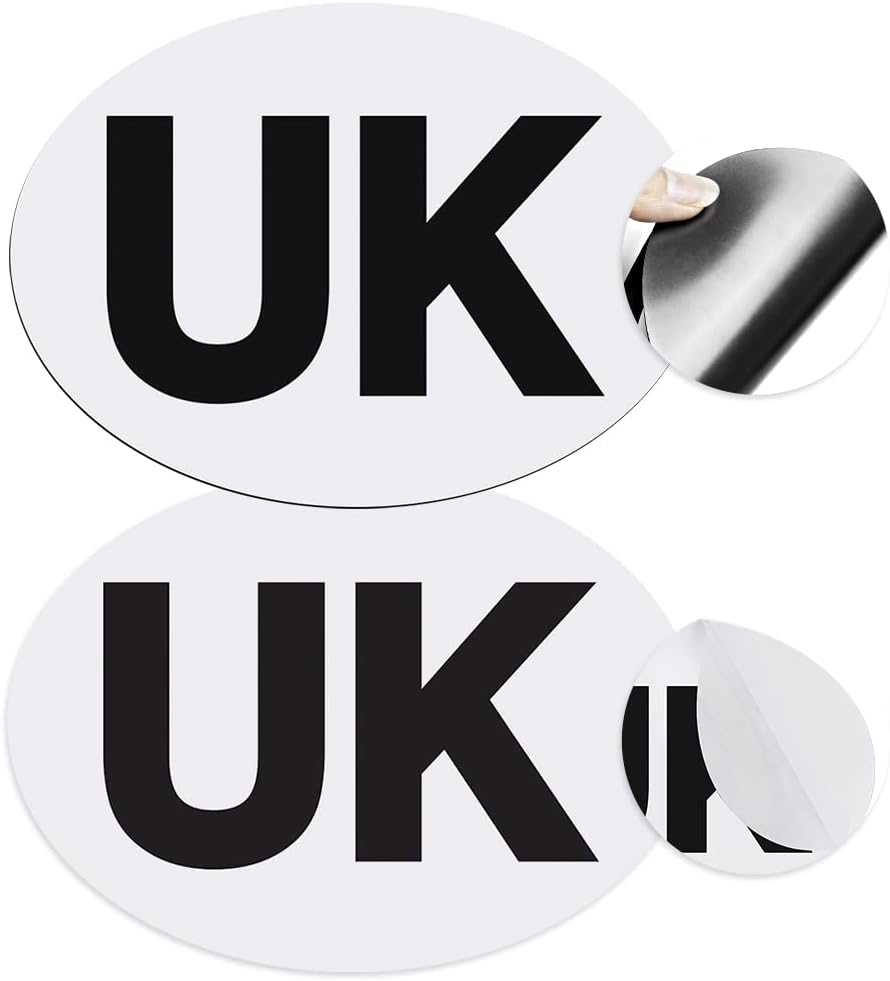 Onarway UK Oval Car Stickers, 1 Thick Magnetic UK Stickers and 1 Self-adhesive U...