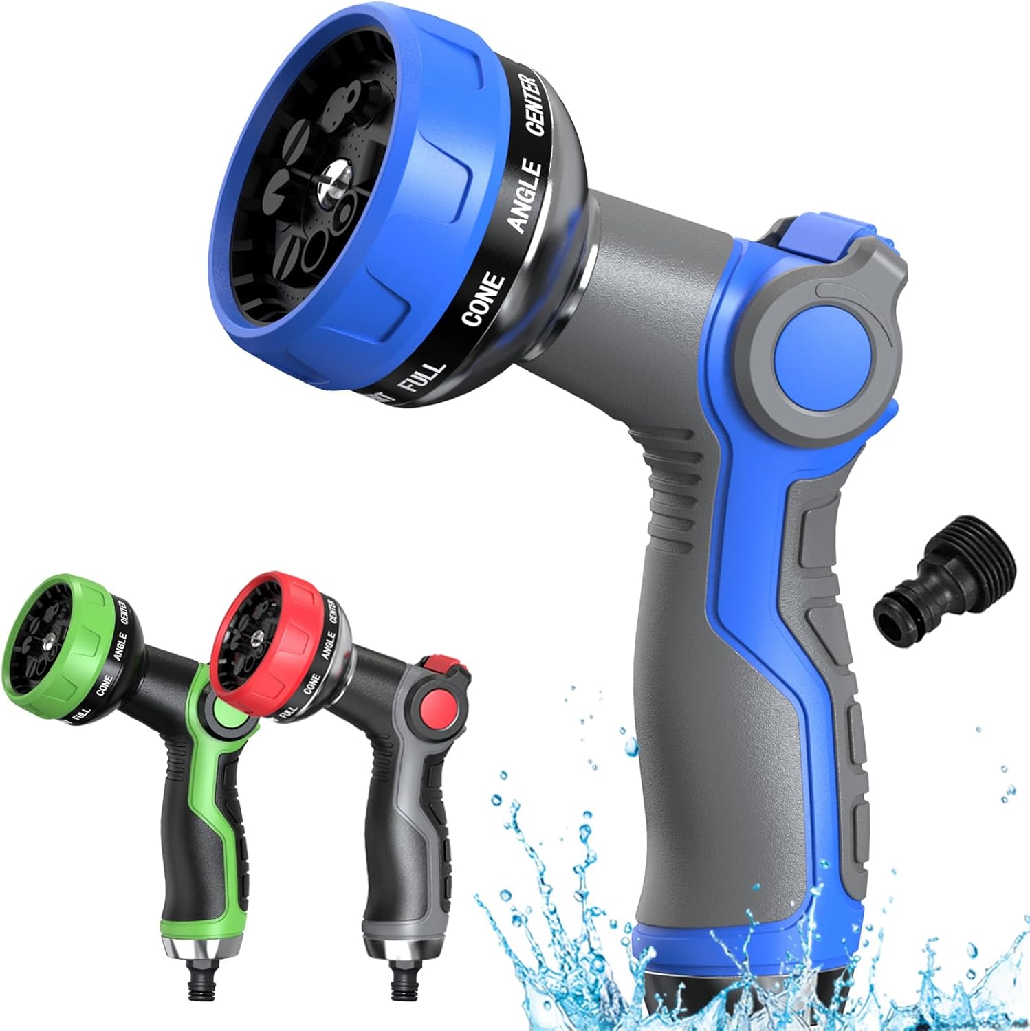 Hose Pipe Spray Gun 10 Adjustable Patterns Garden Hose Spray Gun Premium Hose No...
