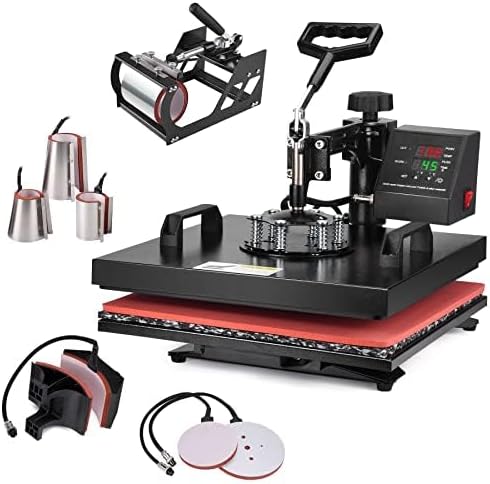 Slendor 8 in 1 Heat Press Machine 15x15 inch 360-Degree Swing Away Digital T Shi...