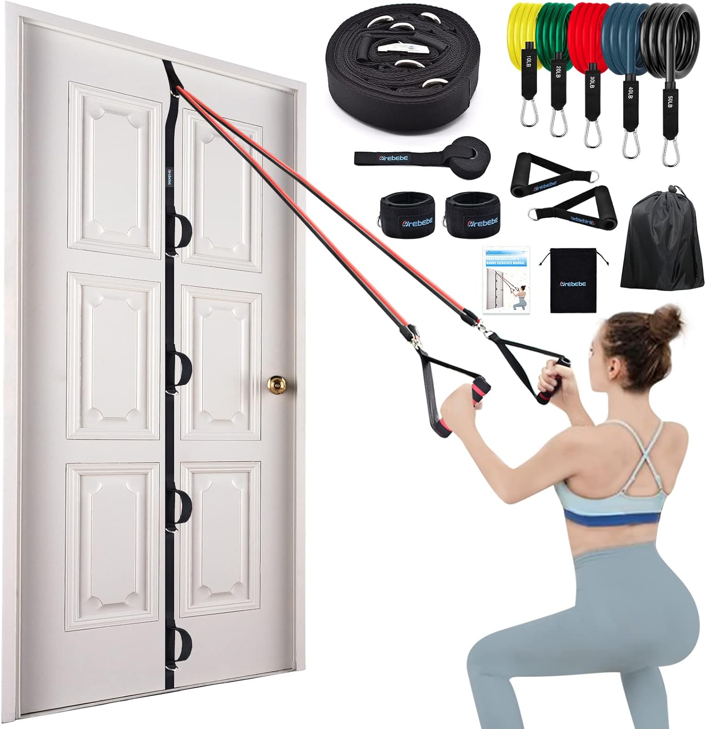 Brebebe Door Anchor Strap for Resistance Bands Exercises, Multi Point Anchor Gym...