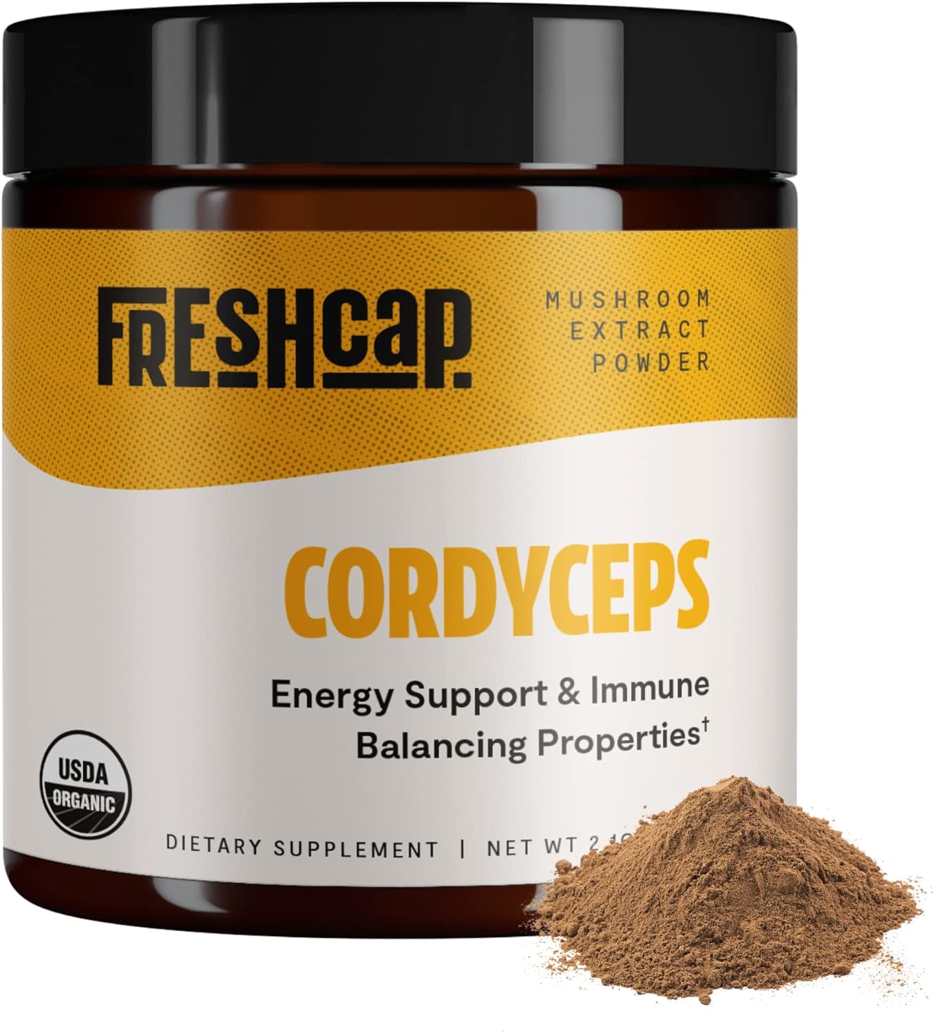 FreshCap Organic Cordyceps Mushroom Extract Powder Supplement - for Energy, Exer...