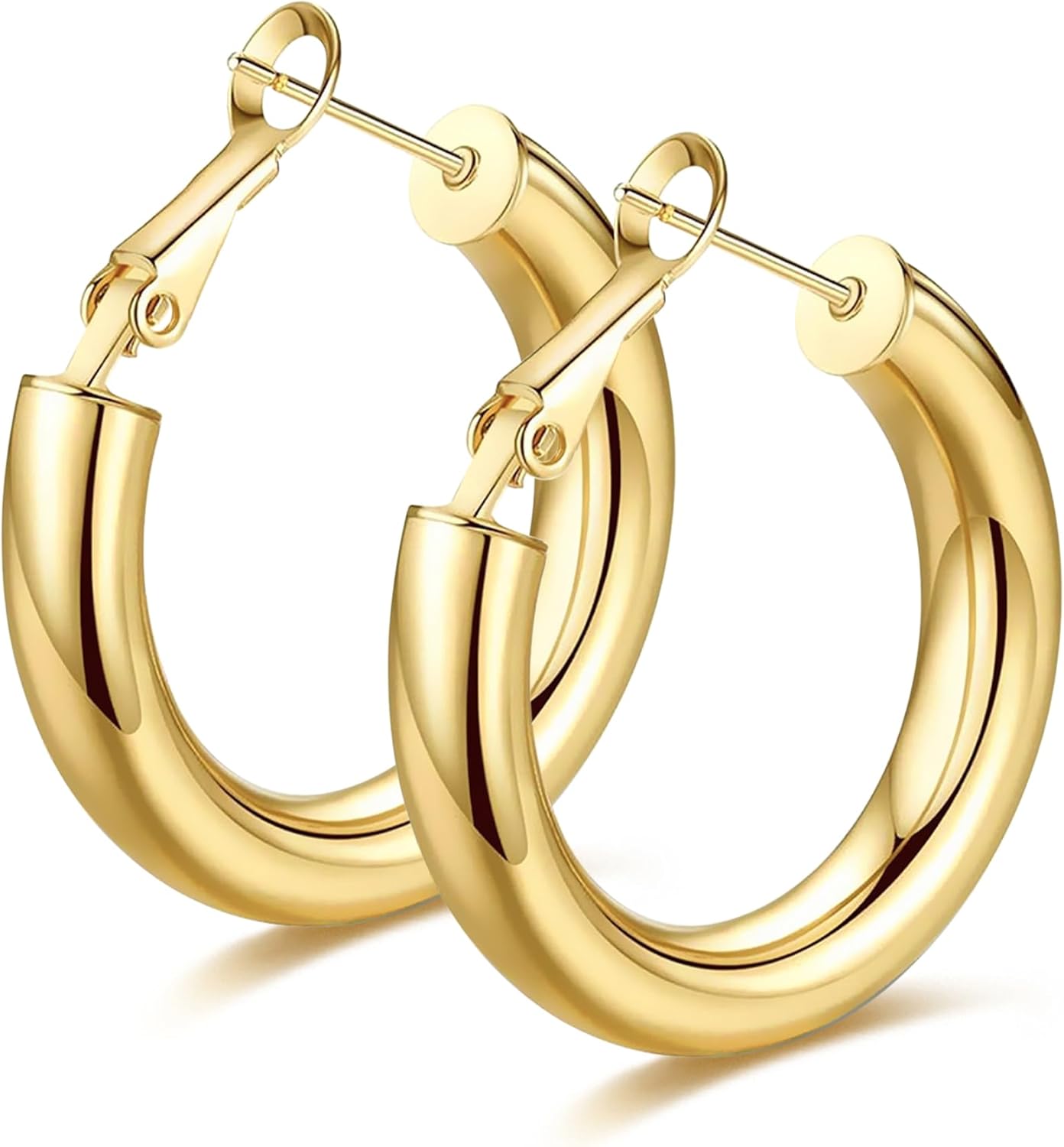 Unique wowshow Thick Hoop Earrings, Special Hollow 14K Gold Plated Earrings for...
