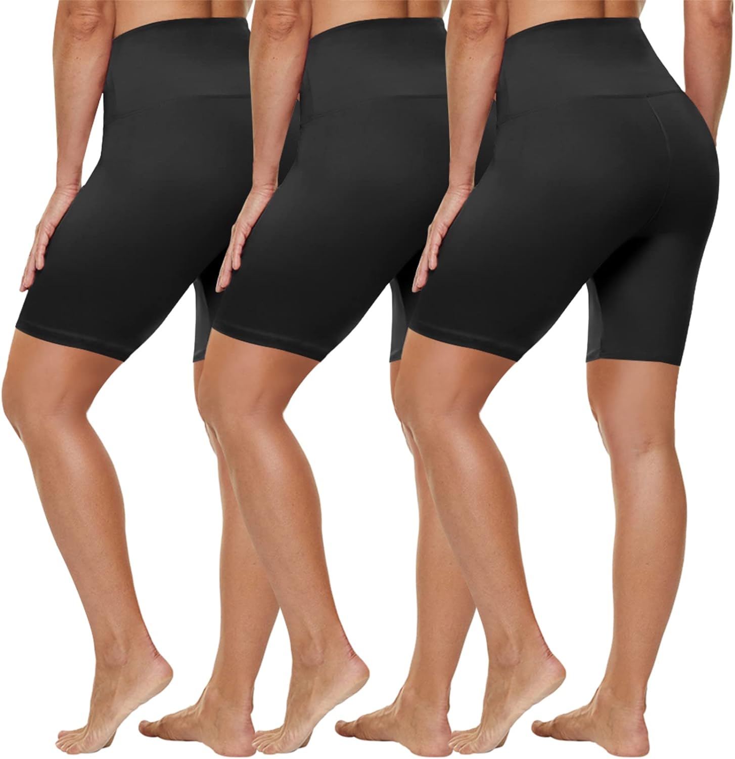 HLTPRO 3 Pack Plus Size Biker Shorts with Pockets for Women (S-4XL)- 8"/5" High...