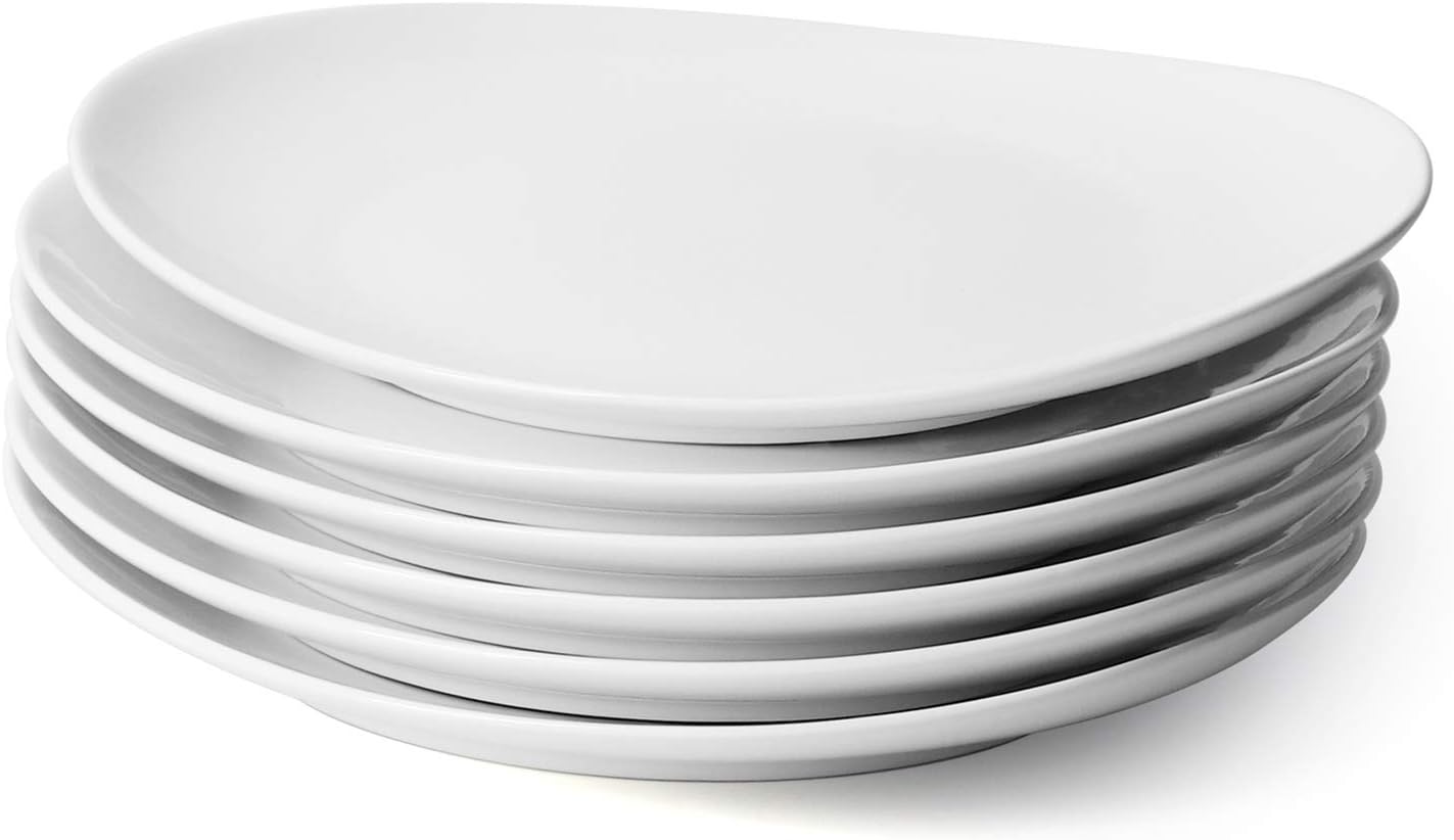 Sweese Porcelain 11 Inch Dinner Plates Set of 6 - White Dinner Plates - Dishwash...