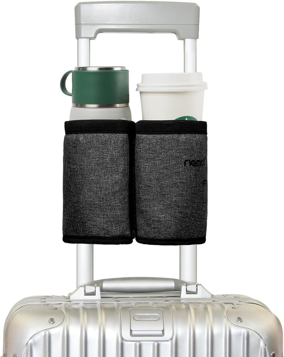 riemot Luggage Travel Cup Holder Free Hand Drink Carrier - Hold Two Coffee Mugs...