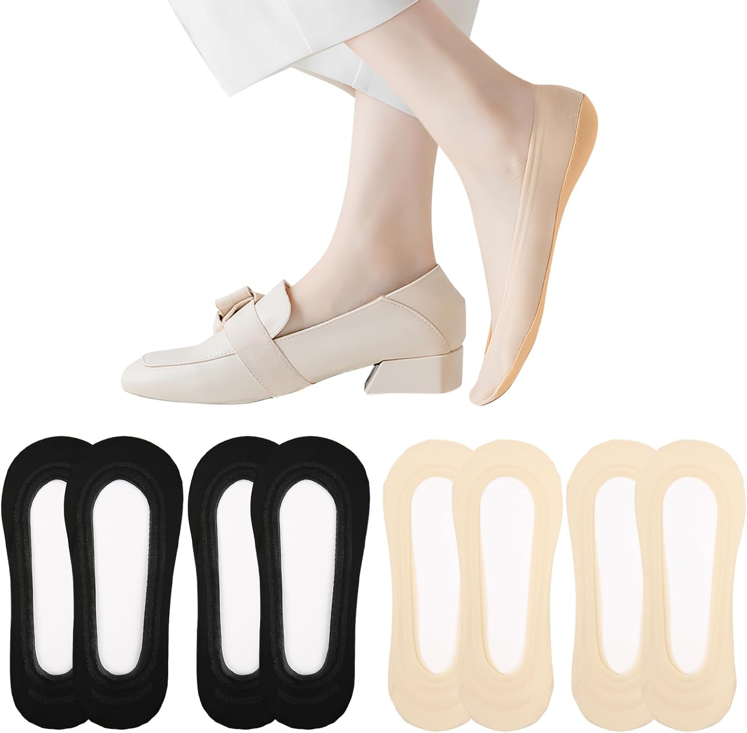 AURUZA No Show Socks Womens 4-8 Pairs Low Cut Liner Non Slip Socks for Women Siz...