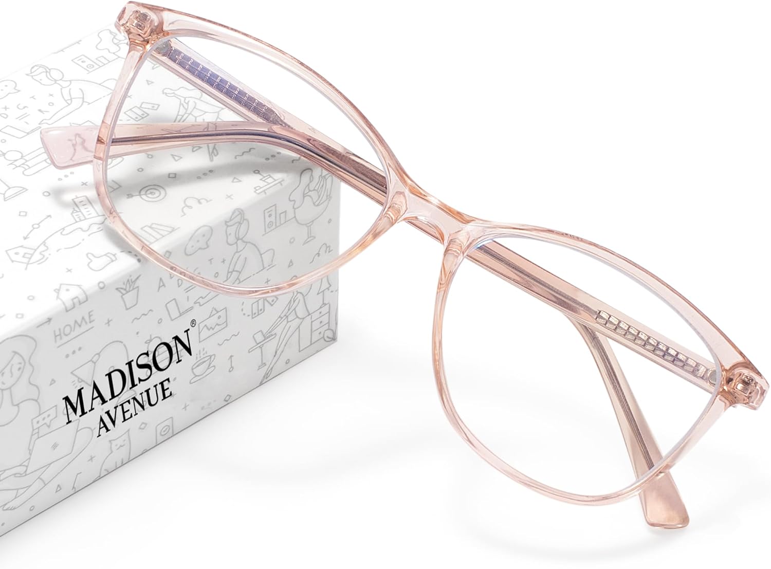 Madison Avenue Blue Light Blocking Glasses Anti Eyestrain UV Glare Blue Light Gl...