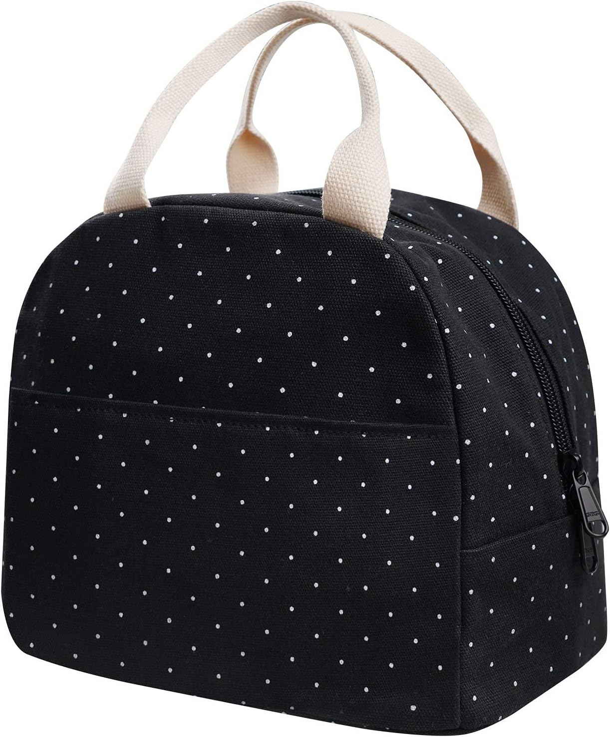 EurCross Upgraded Compact Black Lunch Bag for Teen Girls Women,Canvas Reusable P...