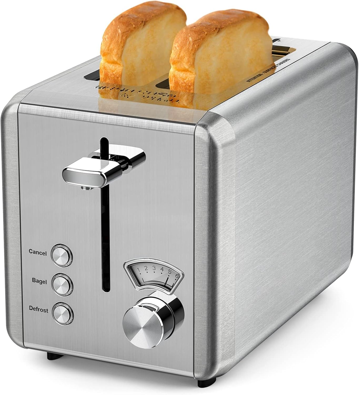 Toaster 2 slice, whall Stainless Steel Toasters with Bagel,Cancel,Defrost Functi...