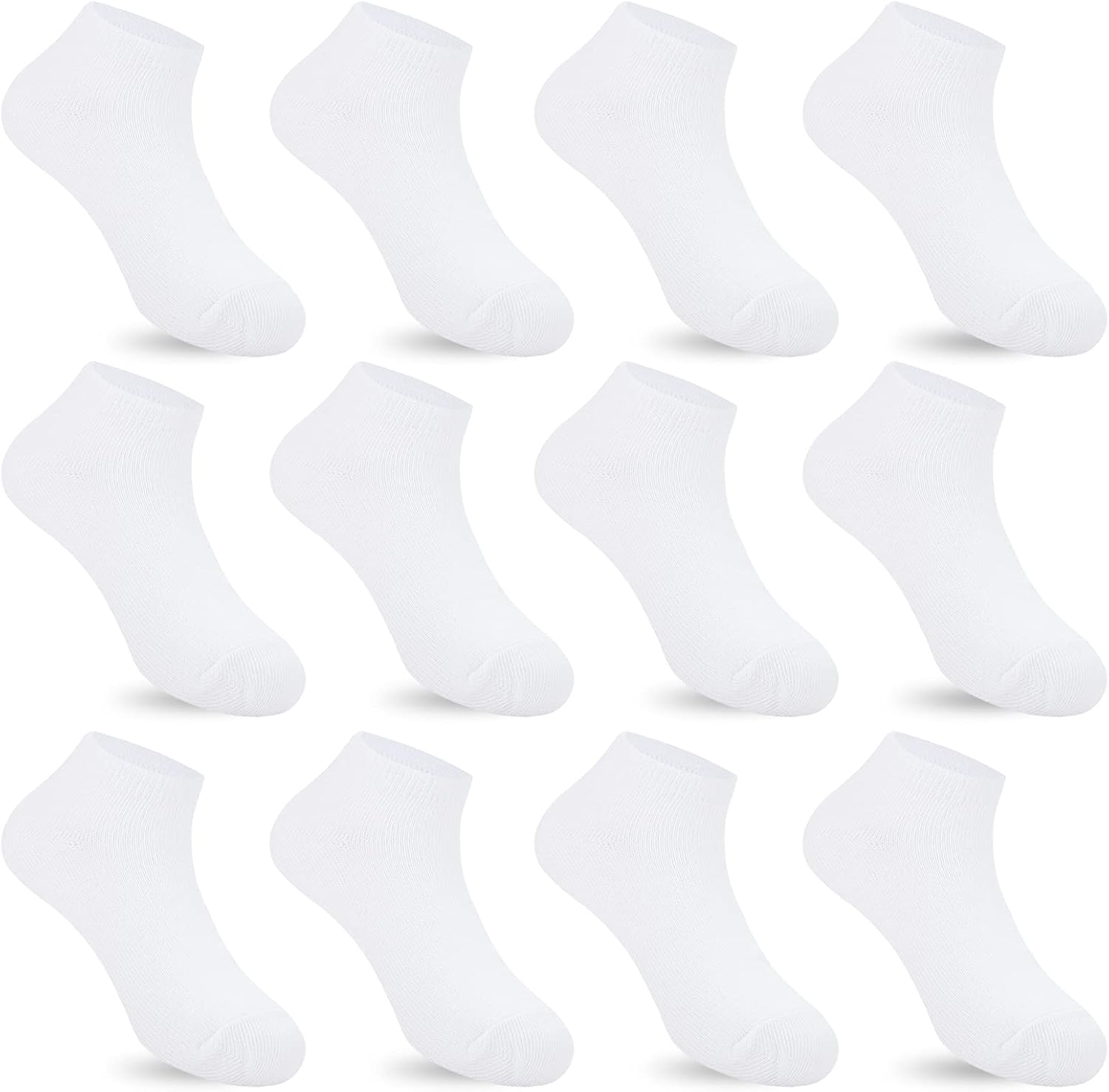 Auranso 12 Pairs Kid Breathable Athletic Ankle Socks Boys Girls Cotton Low Cut S...