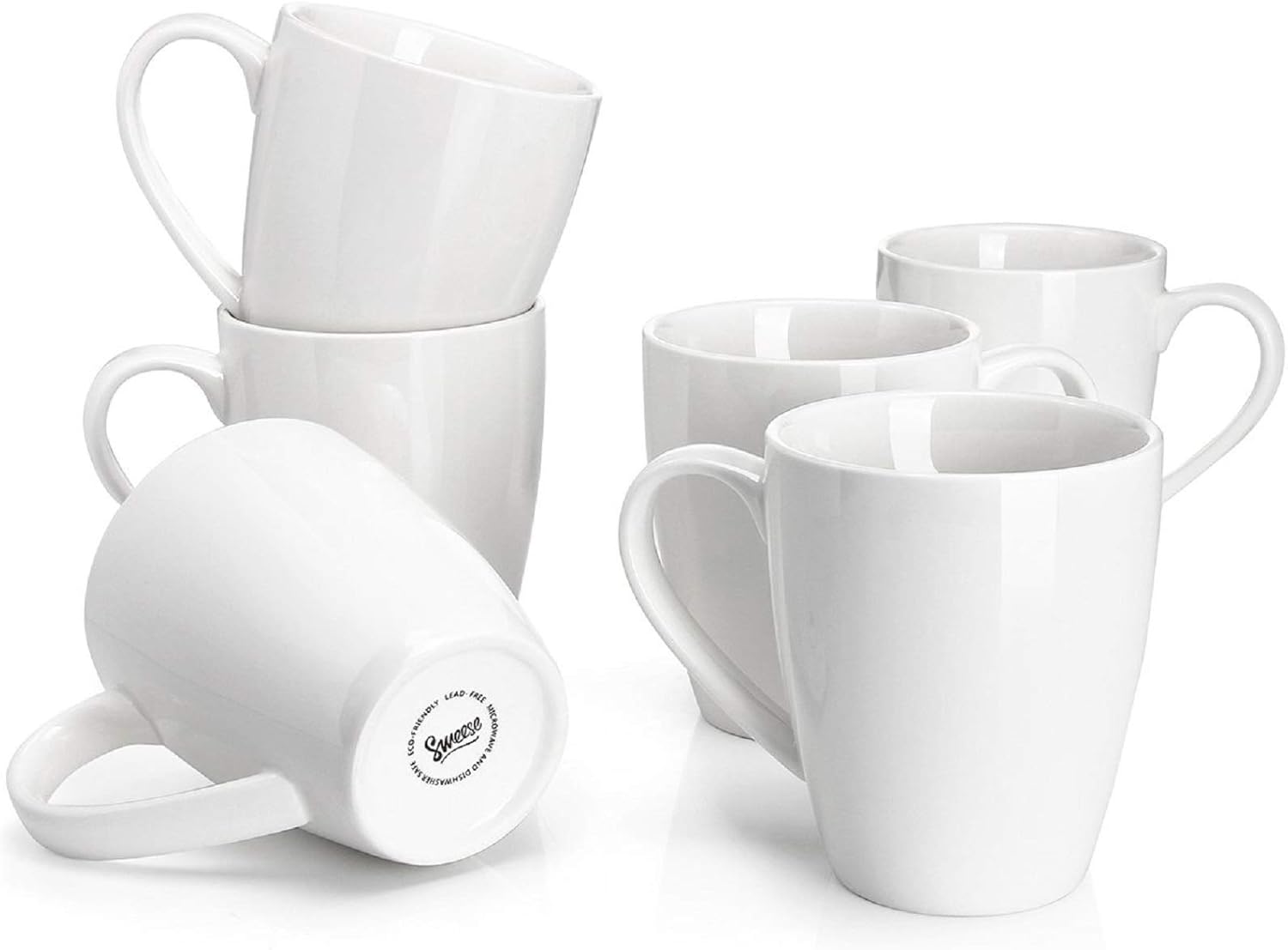 Sweese Porcelain Coffee Mugs - 16 Ounce - Set of 6, Cups for Latte, Hot Tea, Cap...