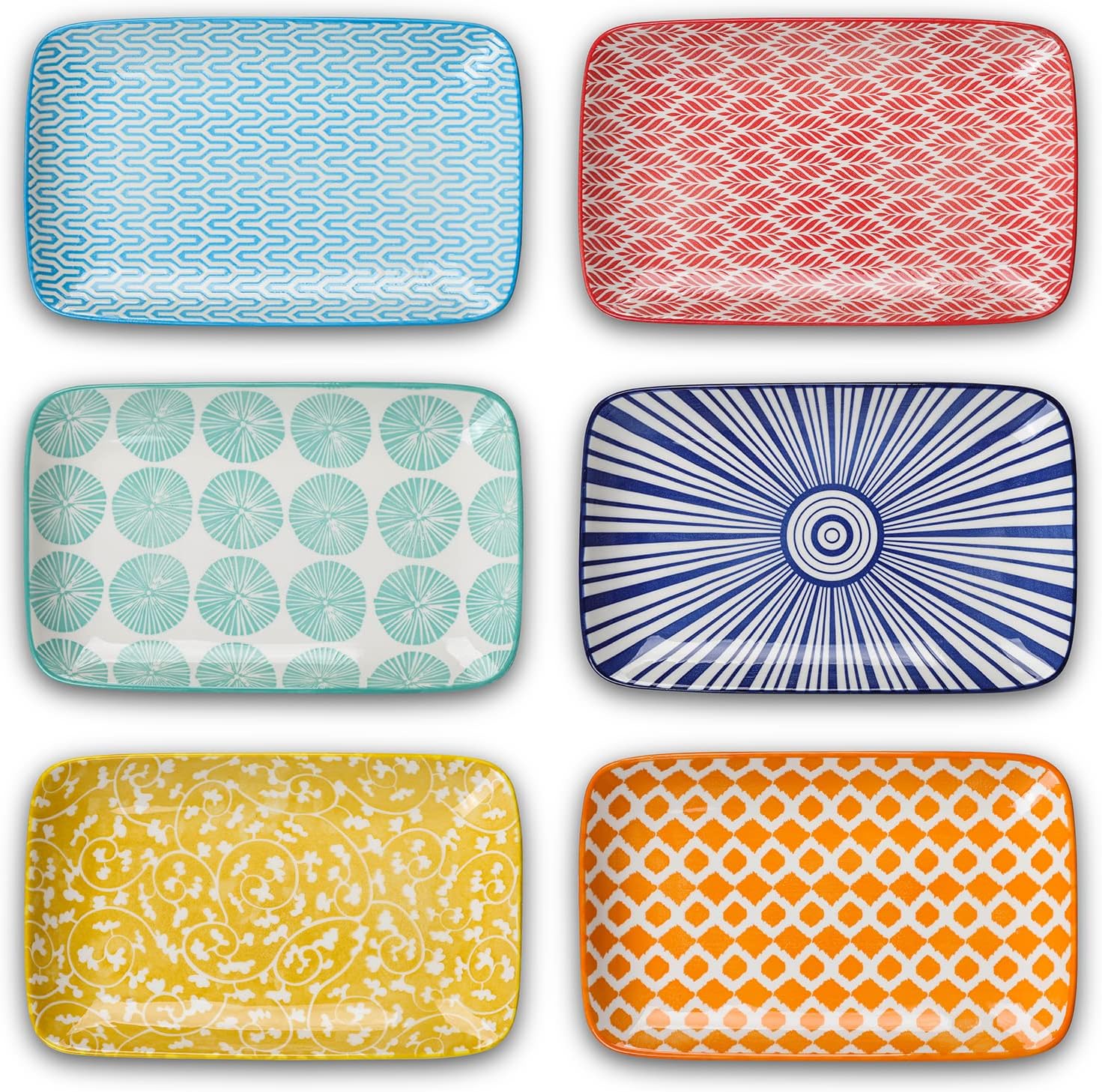 Selamica Ceramic 8 inch Rectangular Salad Plates, Dinner Plates, Pasta Dessert P...