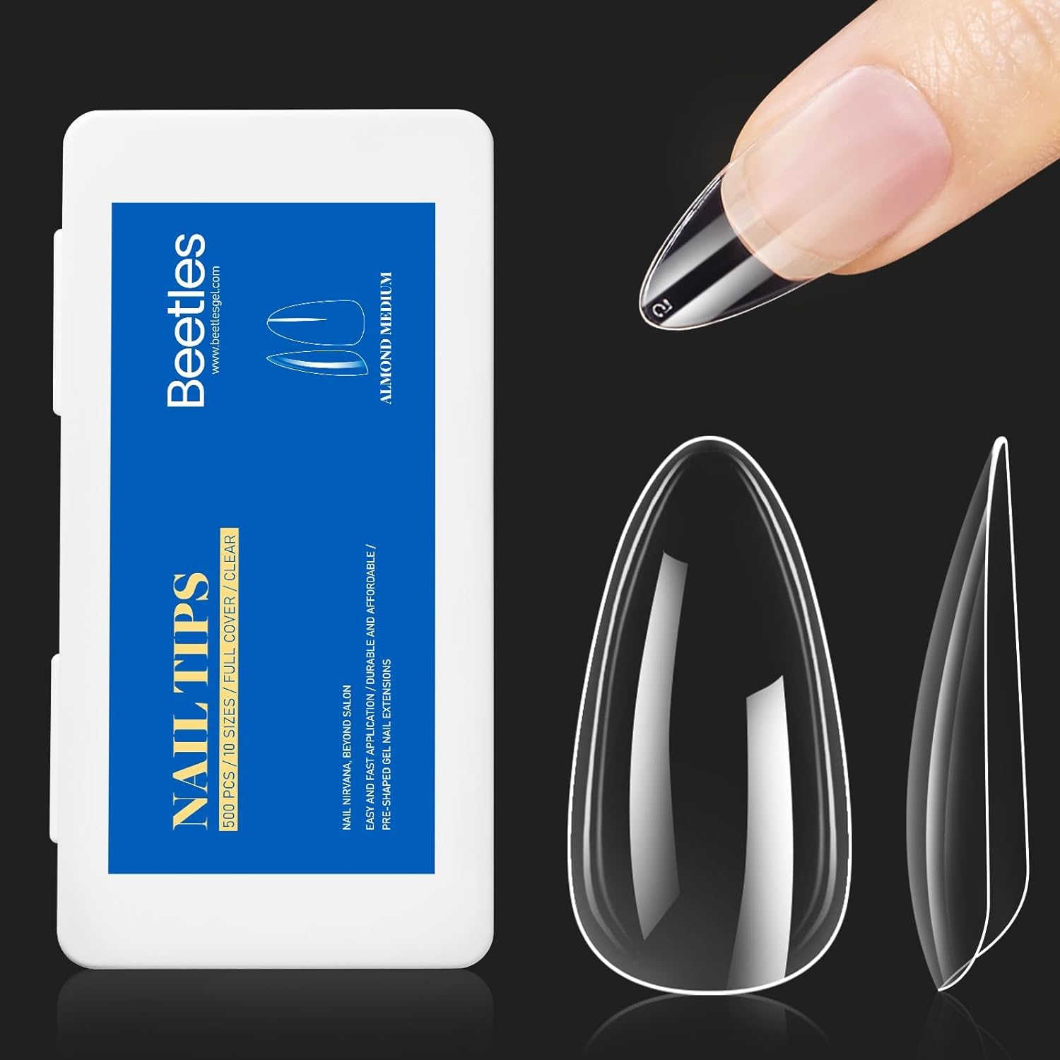 Beetles Gel Nail Tips Almond Medium Shape Summer N...