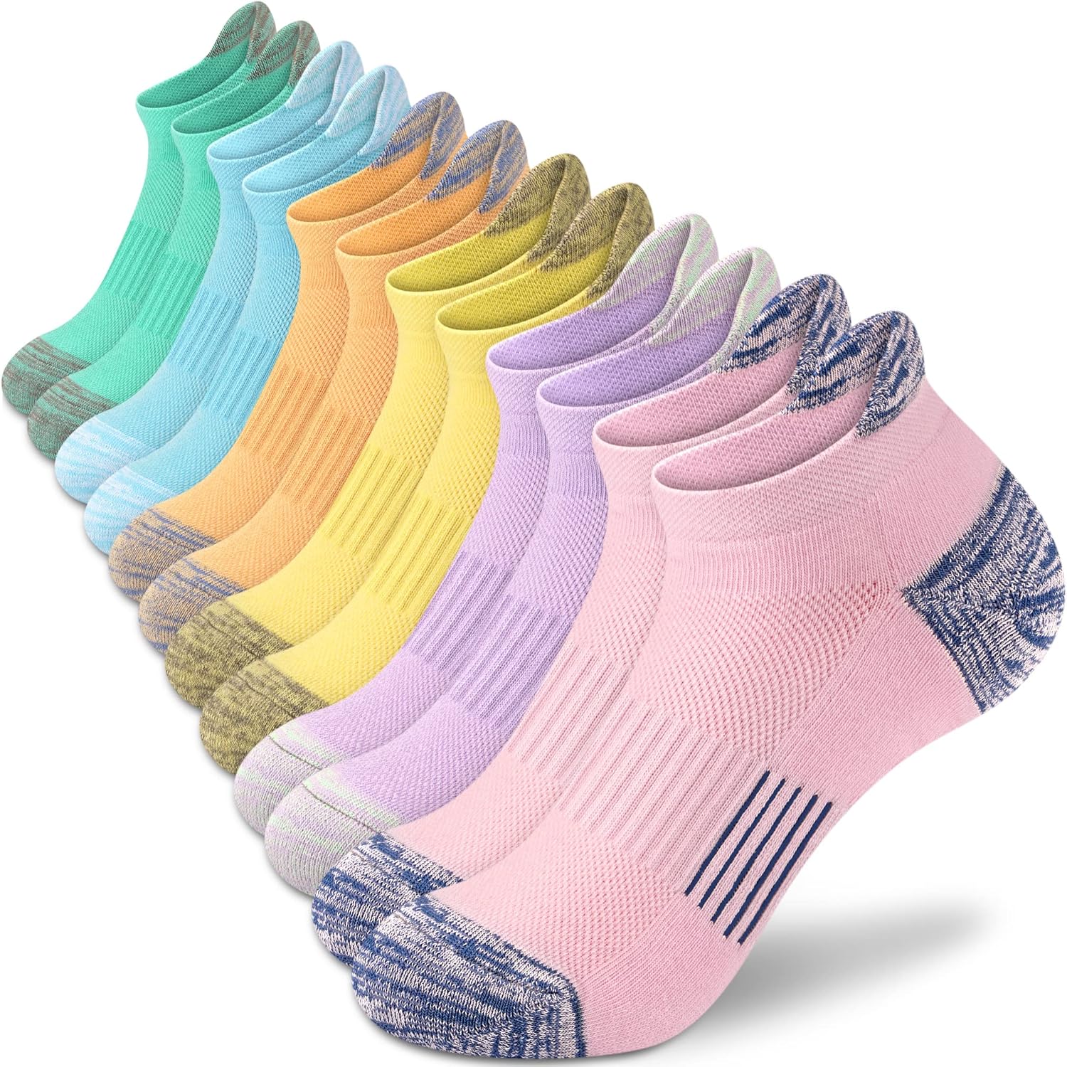 Ankle Socks Womens Athletic Running Comfort Ankle Socks Cushioned 3/5/6Pairs 8-1...