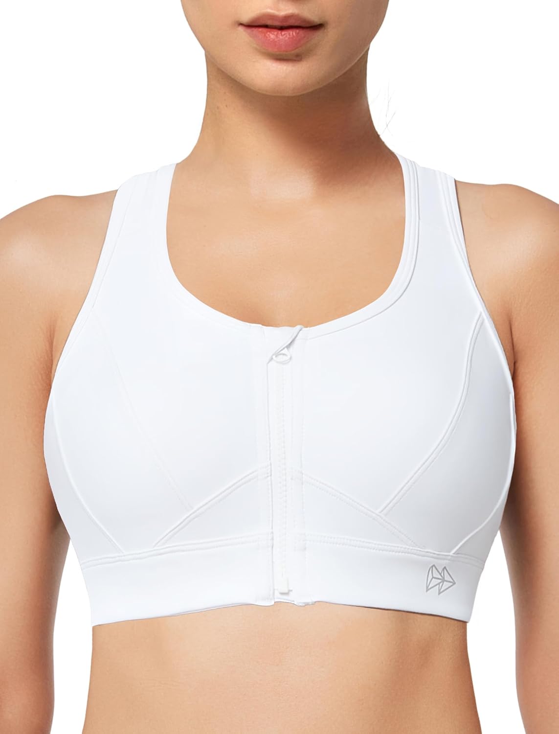 Yvette Zip Front Sports Bra - High Impact Sports Bras for Women Plus Size Workou...