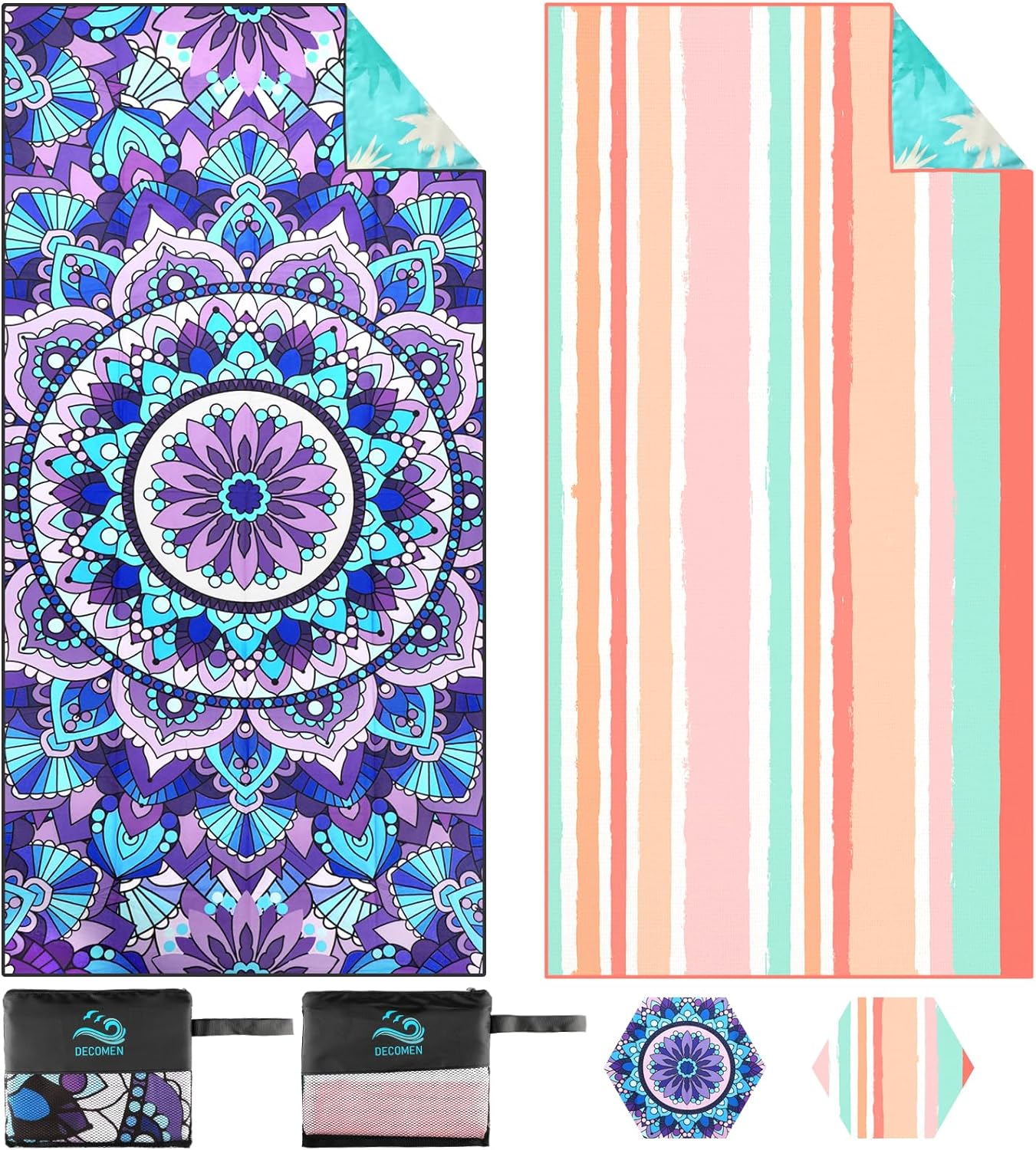 Beach Towel, 2 Packs Microfiber Beach Towels, Oversized Lightweight Quick Dry (7...