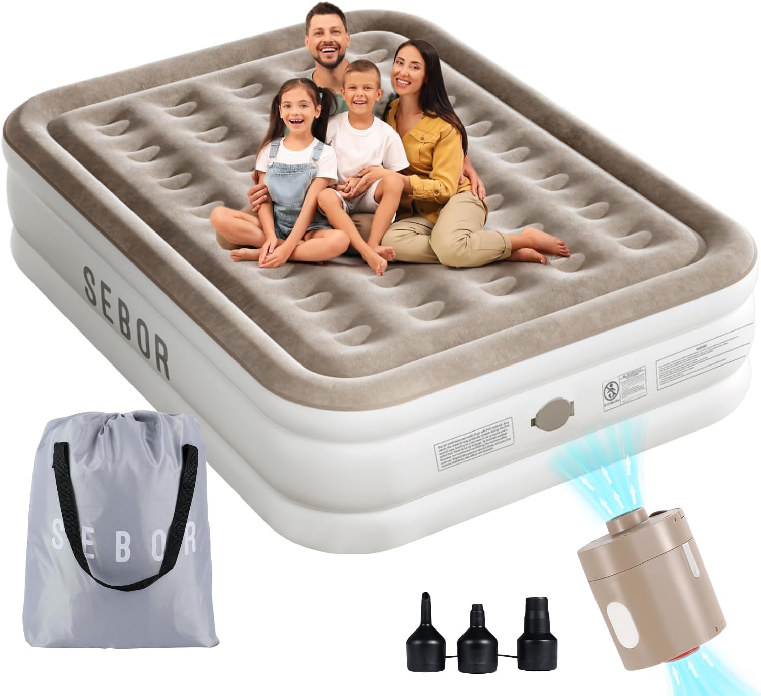 Air Mattress Queen with Built in Pump, 18" Ultimate Comfort Blow up Mattress Que...