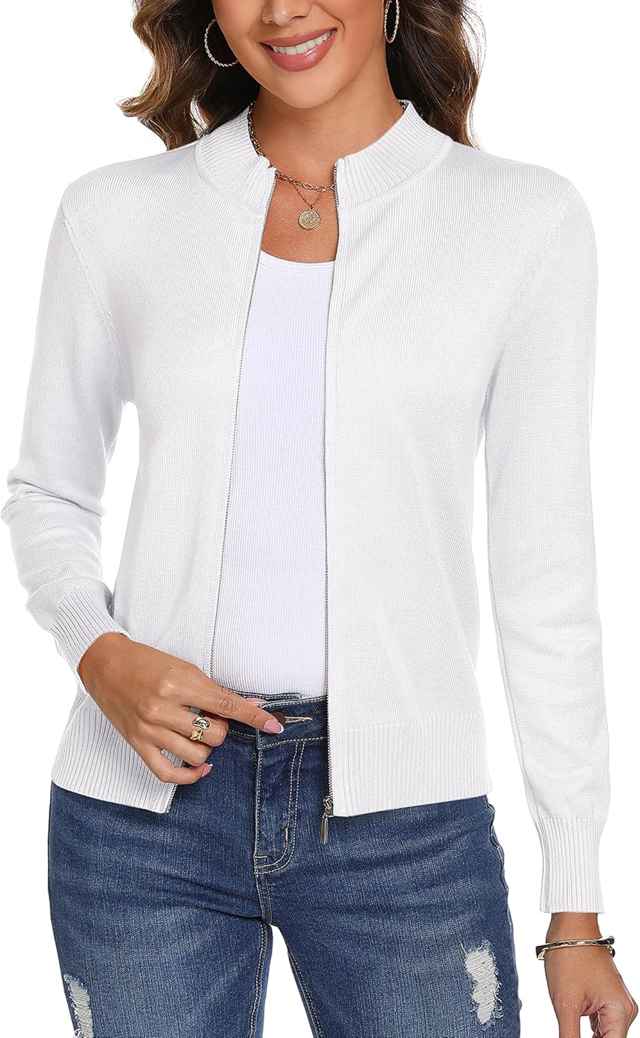 Aottori Womens Cardigan, Special Lightweight Knitted Zip Up Sweater, Innovative...
