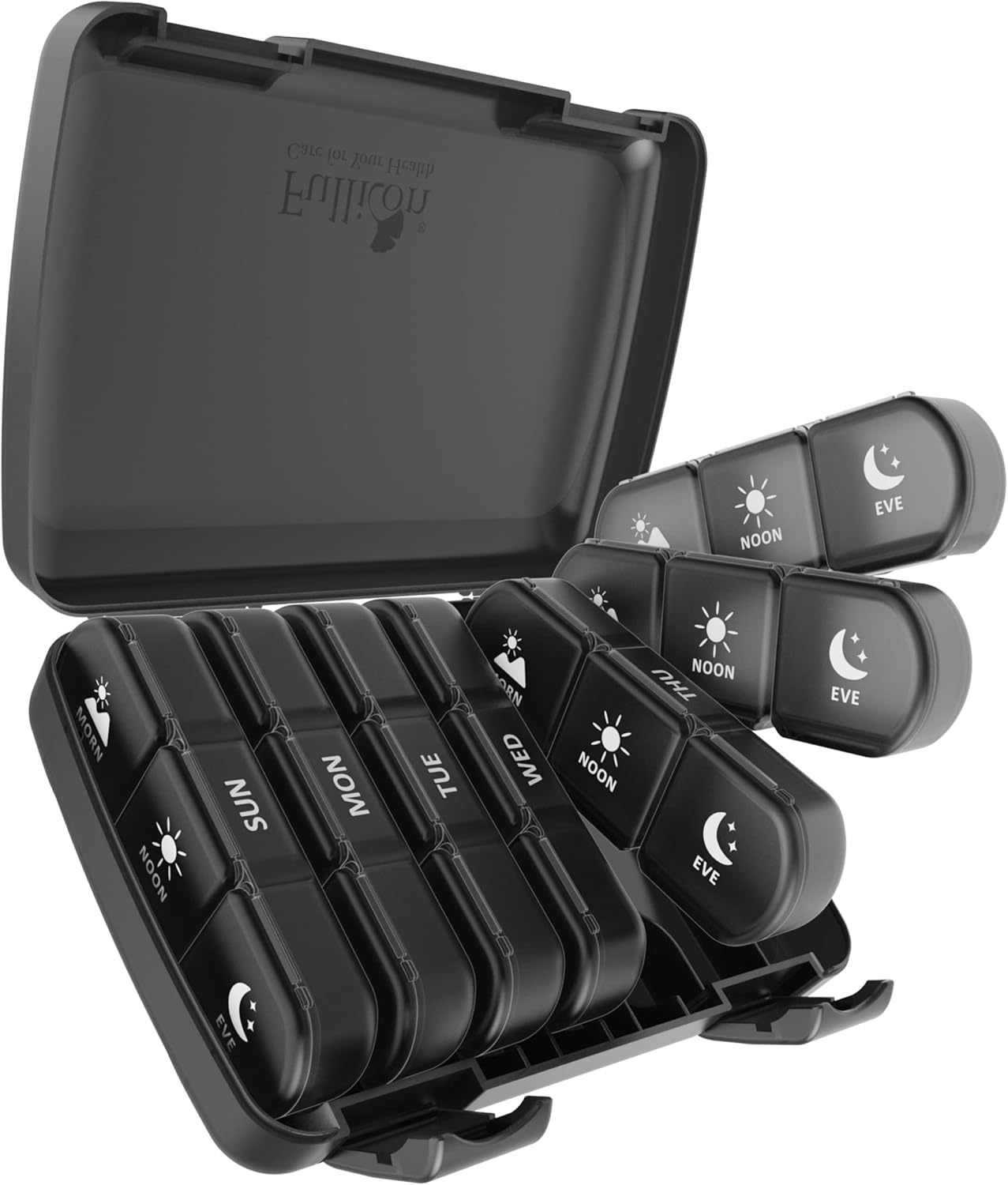 Fullicon Weekly Pill Box Organiser 3 Times A Day, Travel 7 Day Tablet Boxes with...