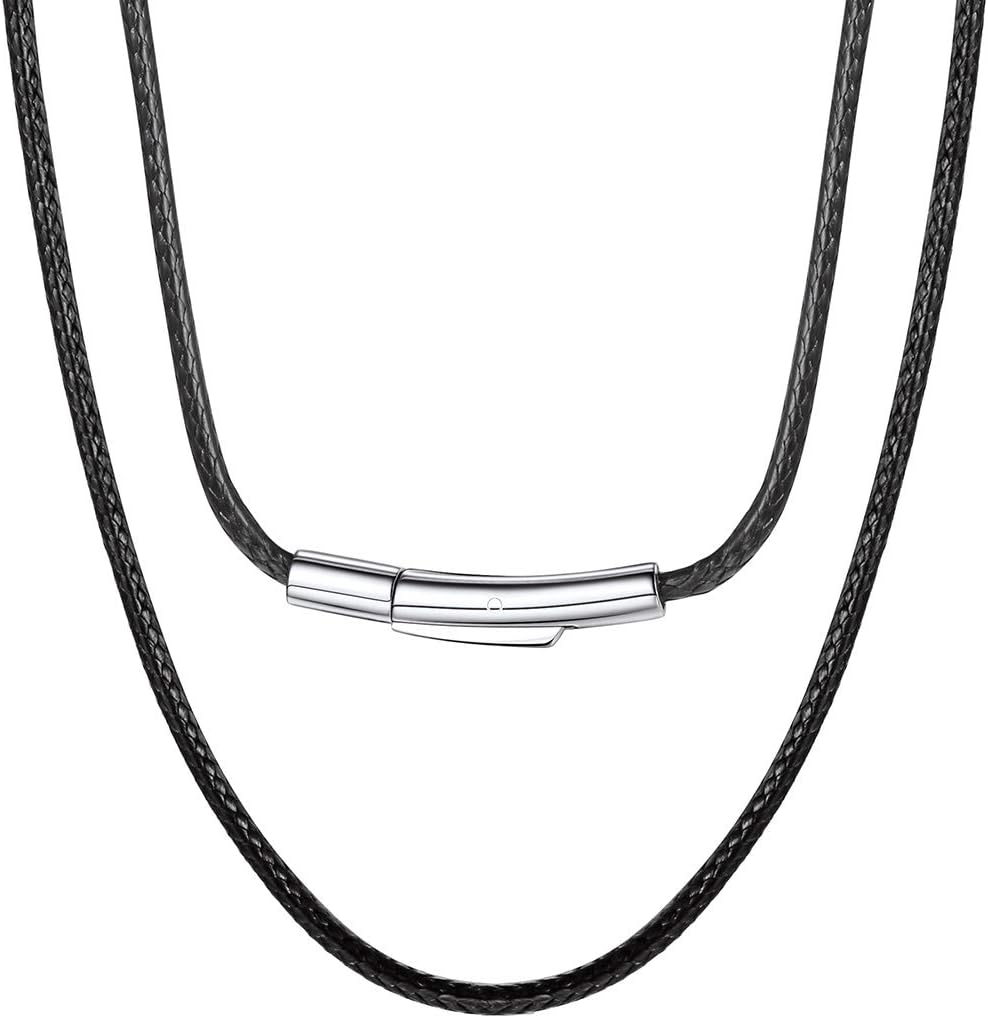 ChainsPro Men Waterproof Braided Leather Necklace Wax Rope Chain, Customize Avai...